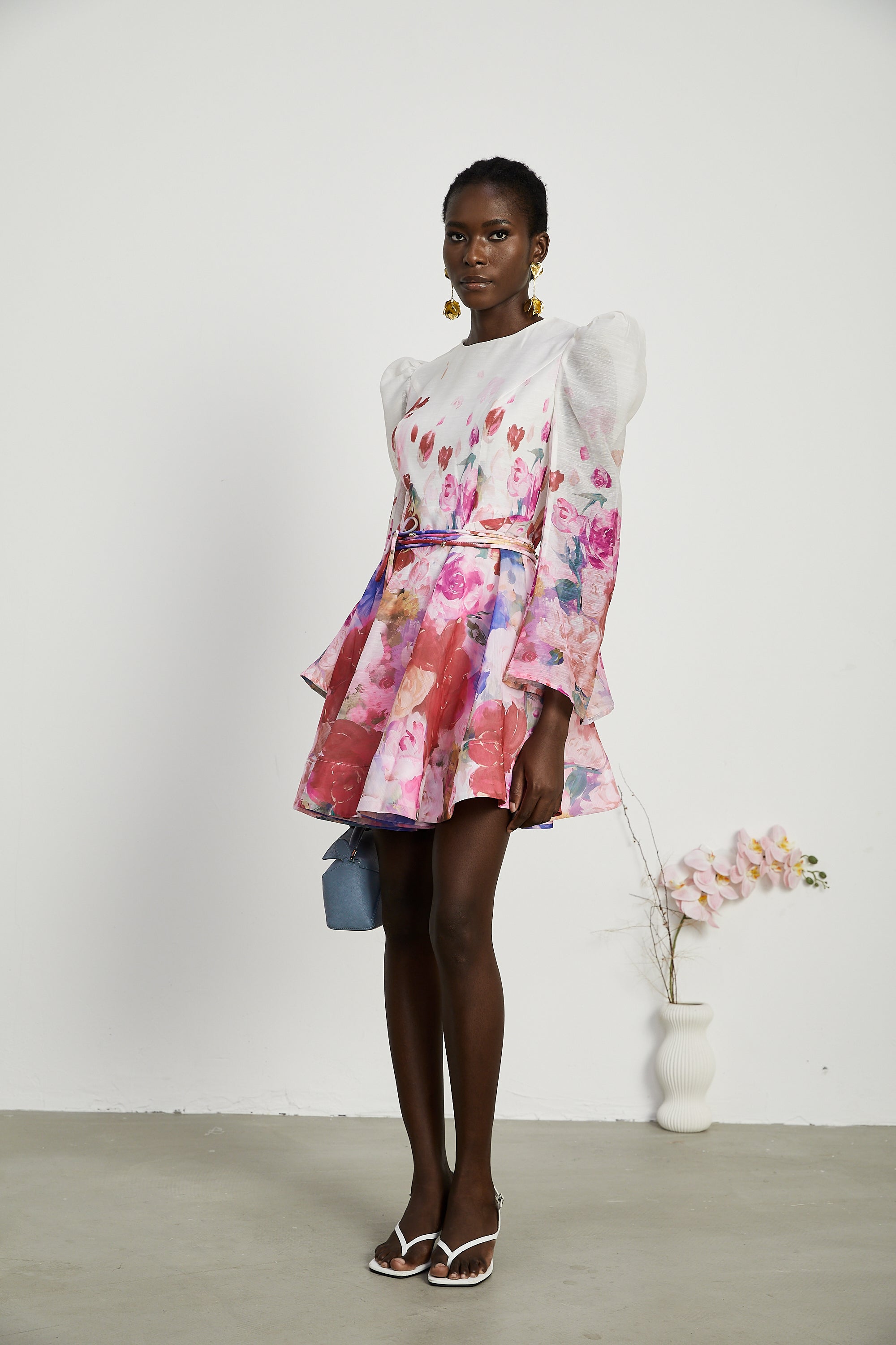 Marjolaine floral-print belted mini dress