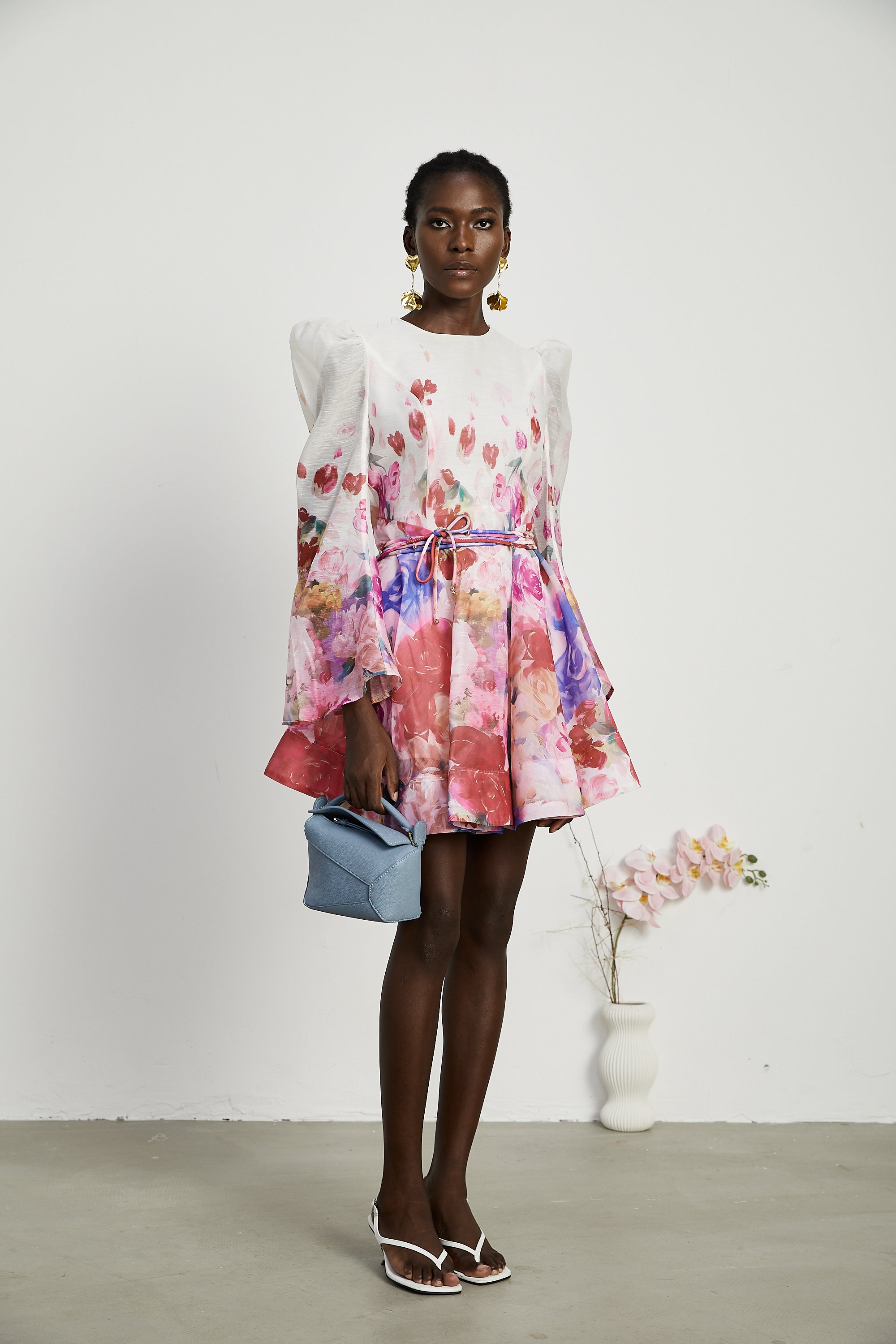 Marjolaine floral-print belted mini dress