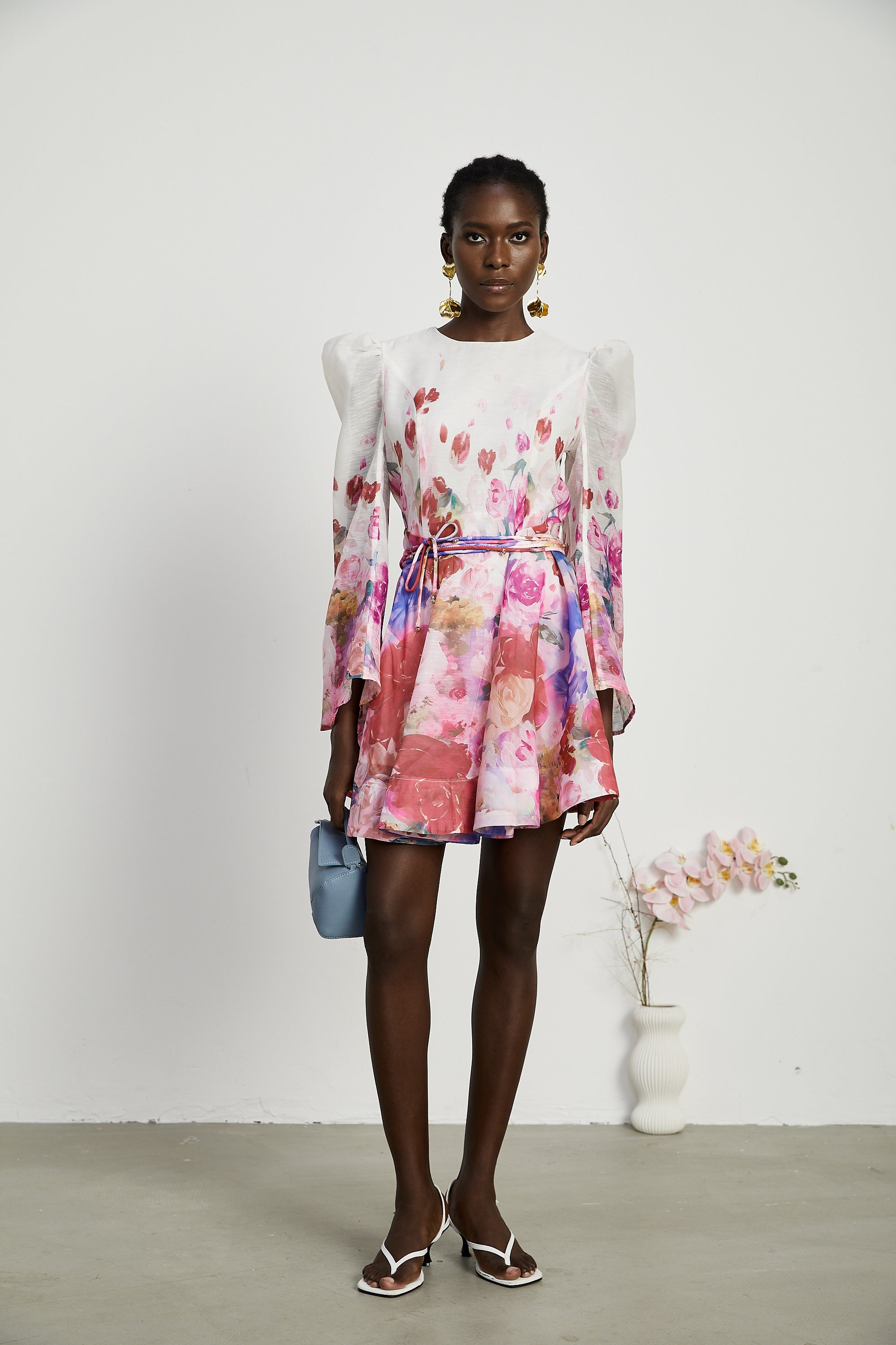 Marjolaine floral-print belted mini dress