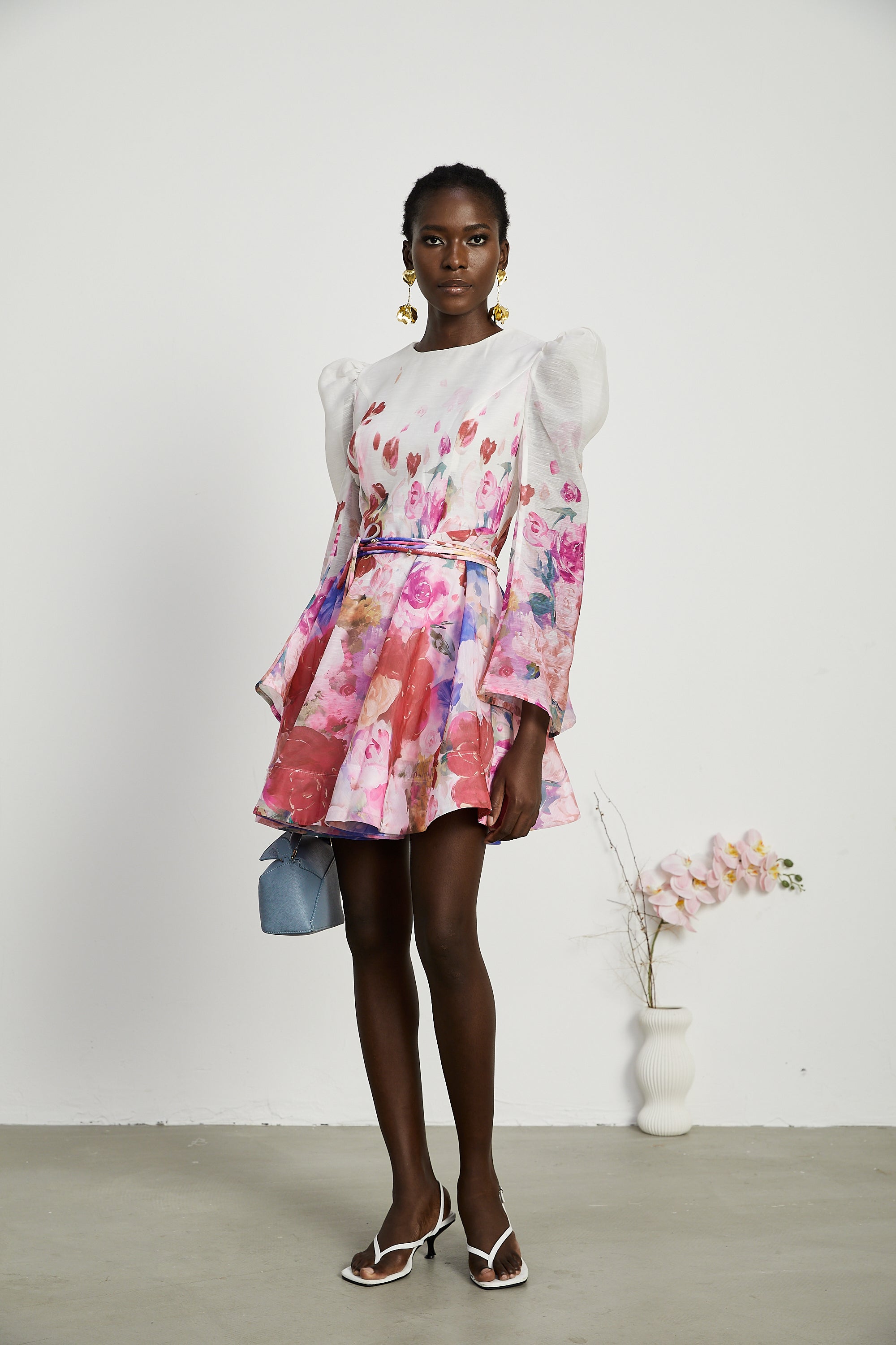 Marjolaine floral-print belted mini dress