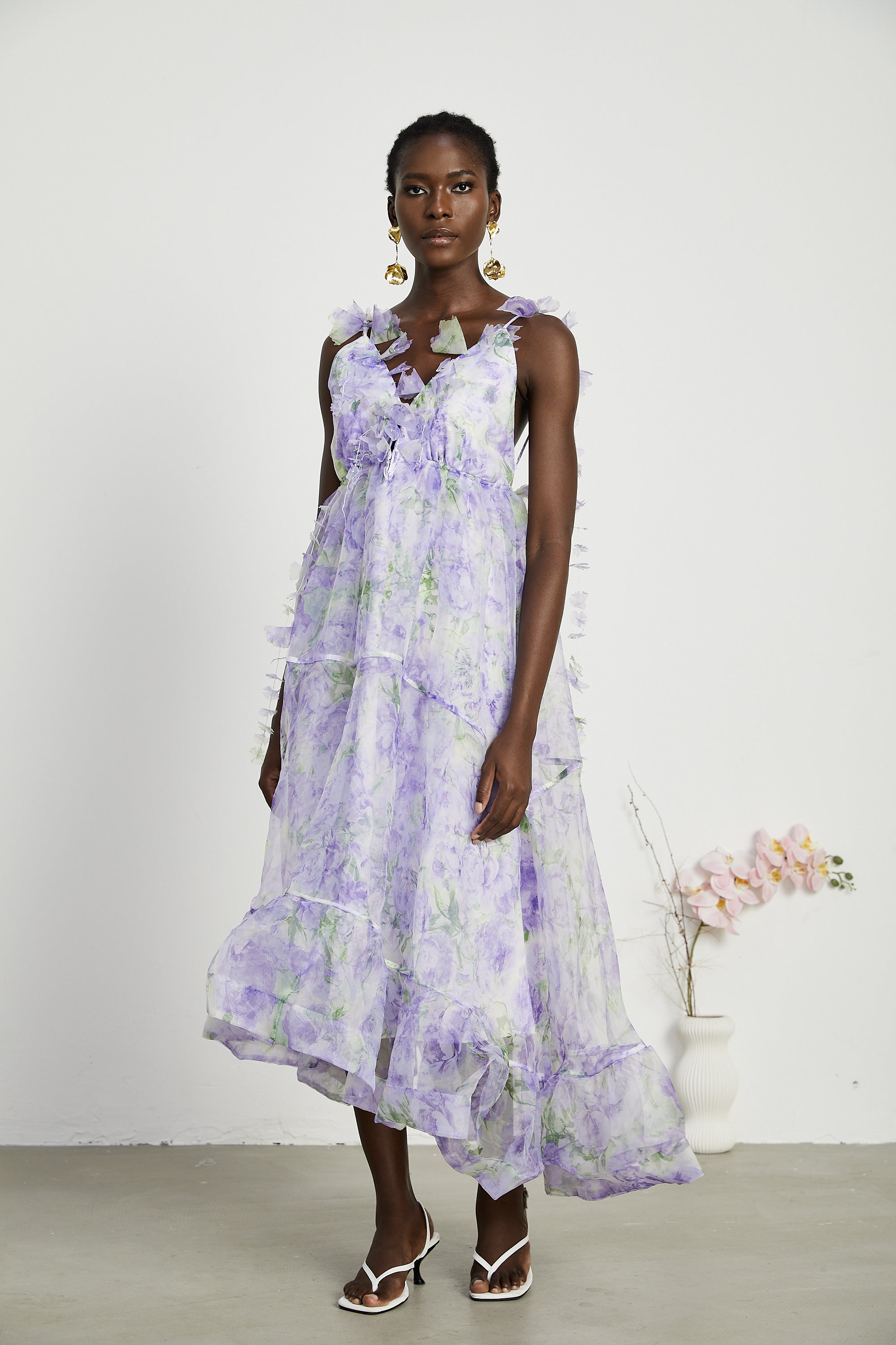 Enora floral-print layered maxi dress