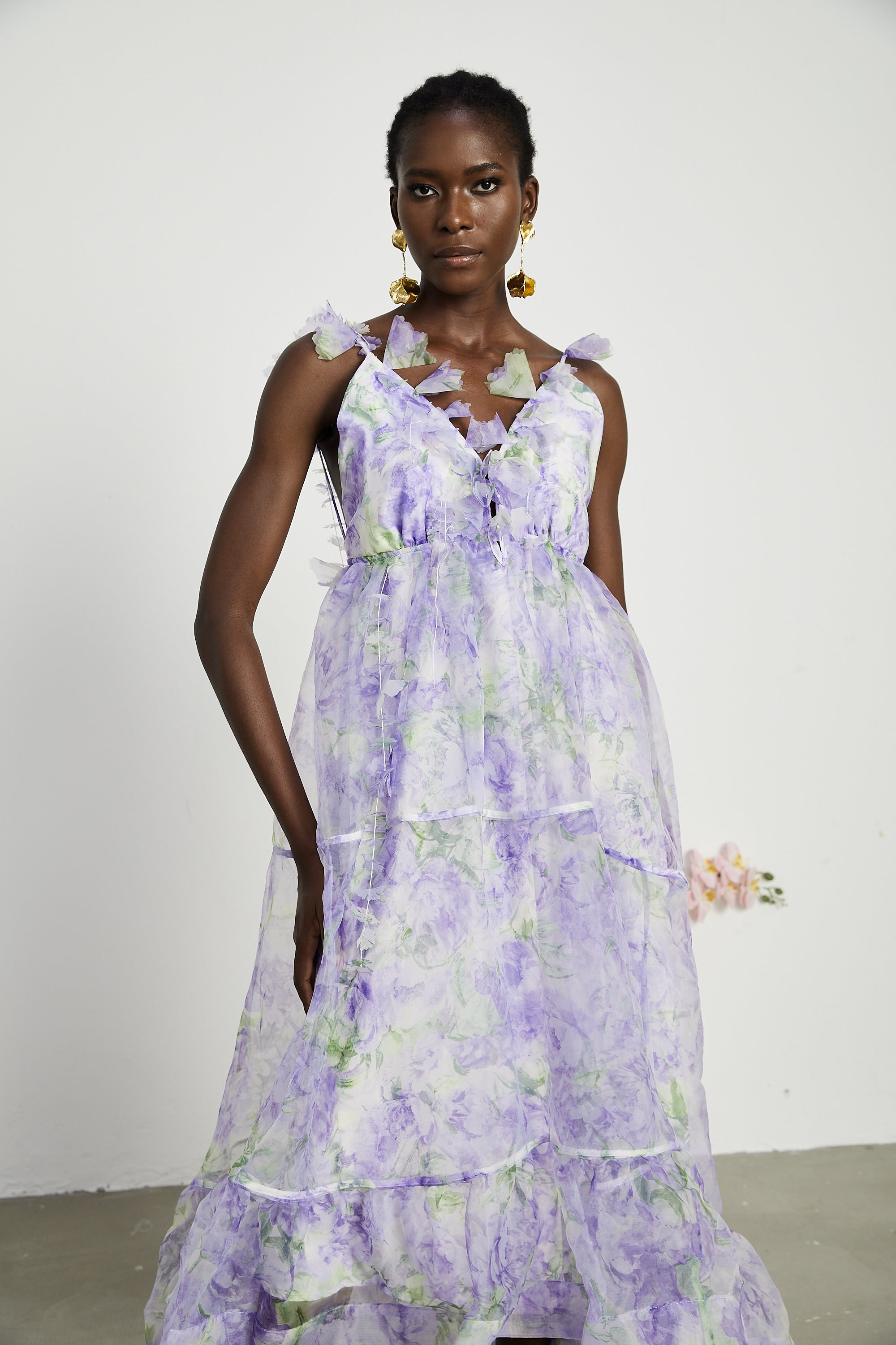 Enora floral-print layered maxi dress