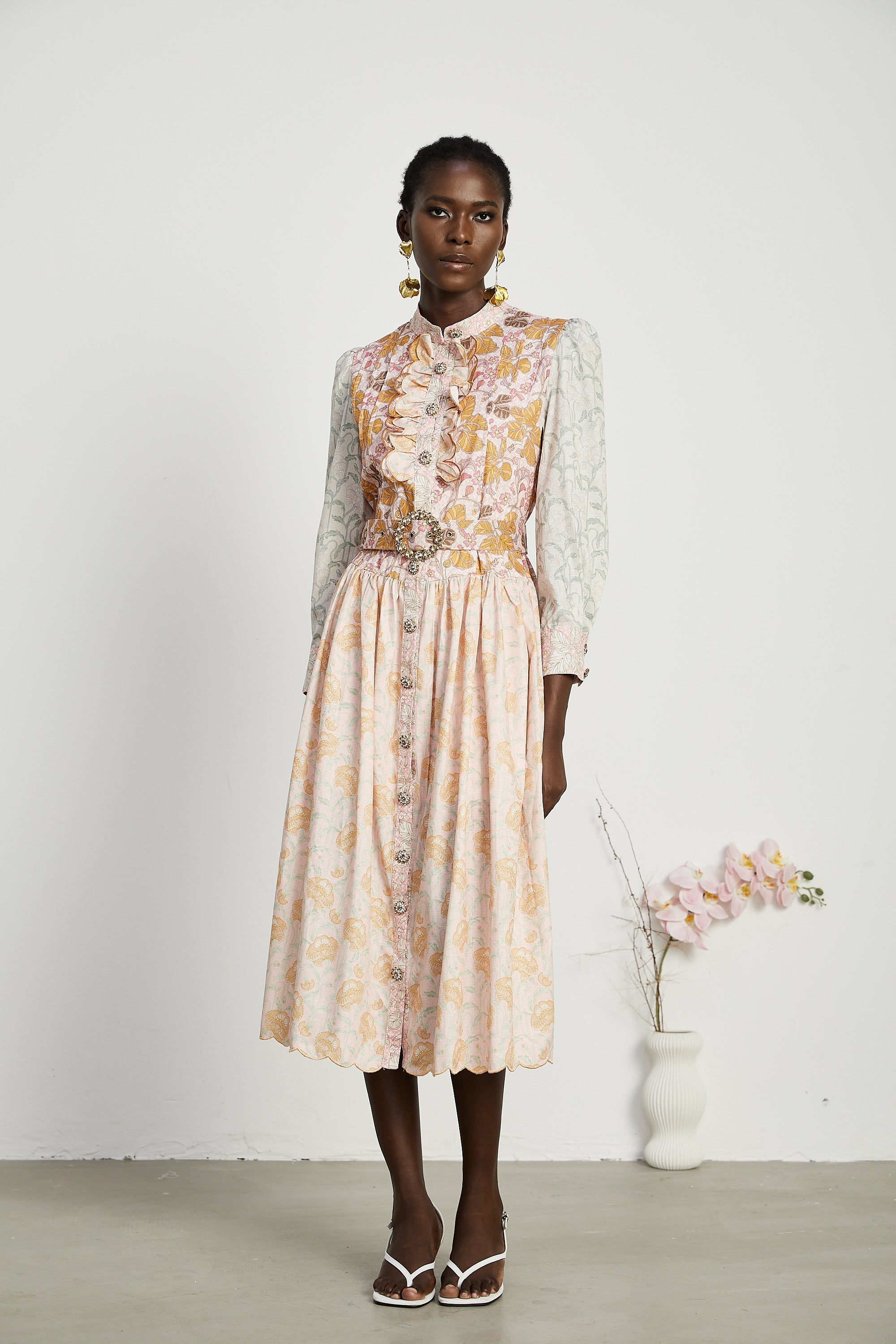 Mélisande pleated floral-print midi dress