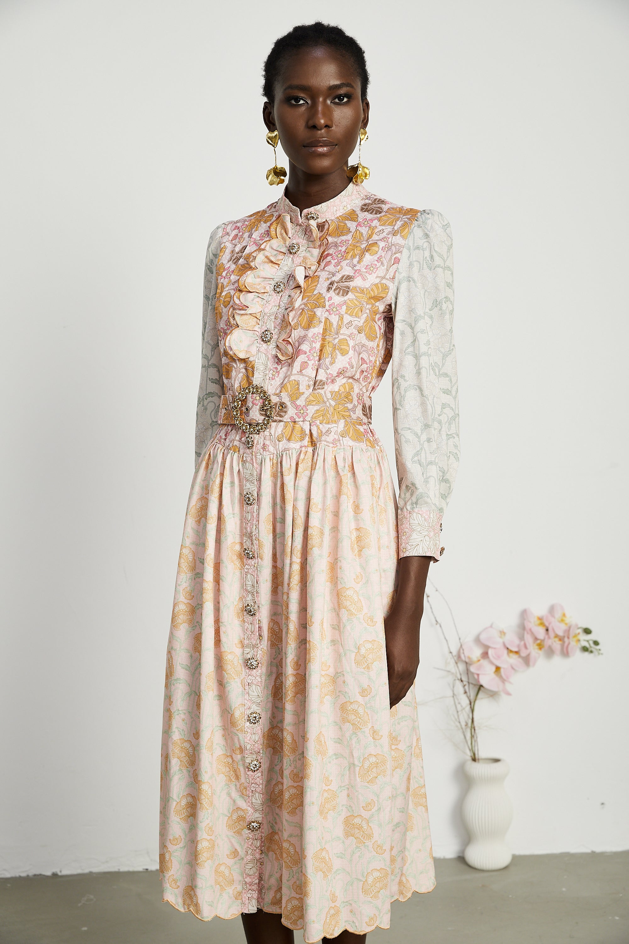 Mélisande pleated floral-print midi dress