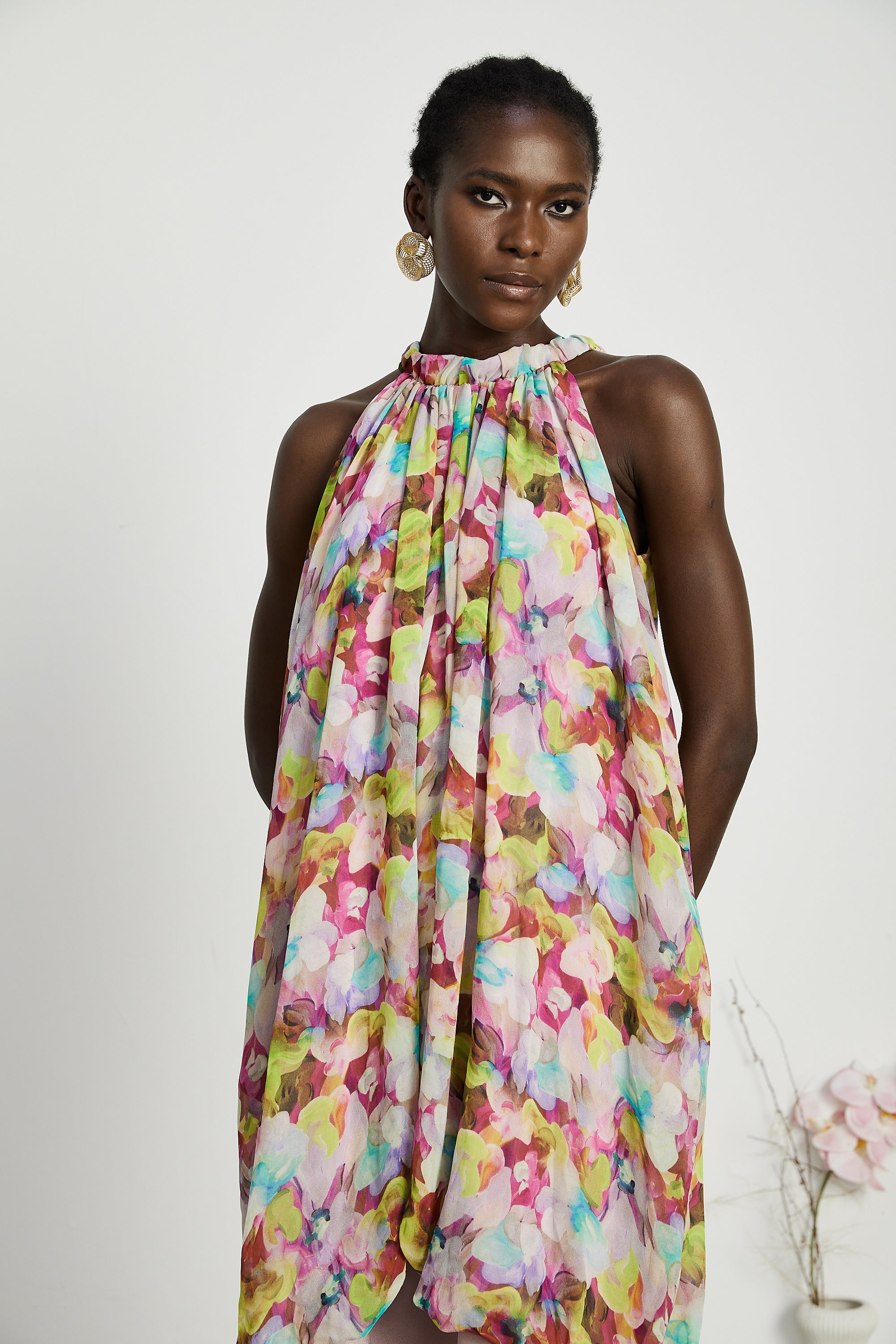 Gianina floral-print sleeveless midi dress