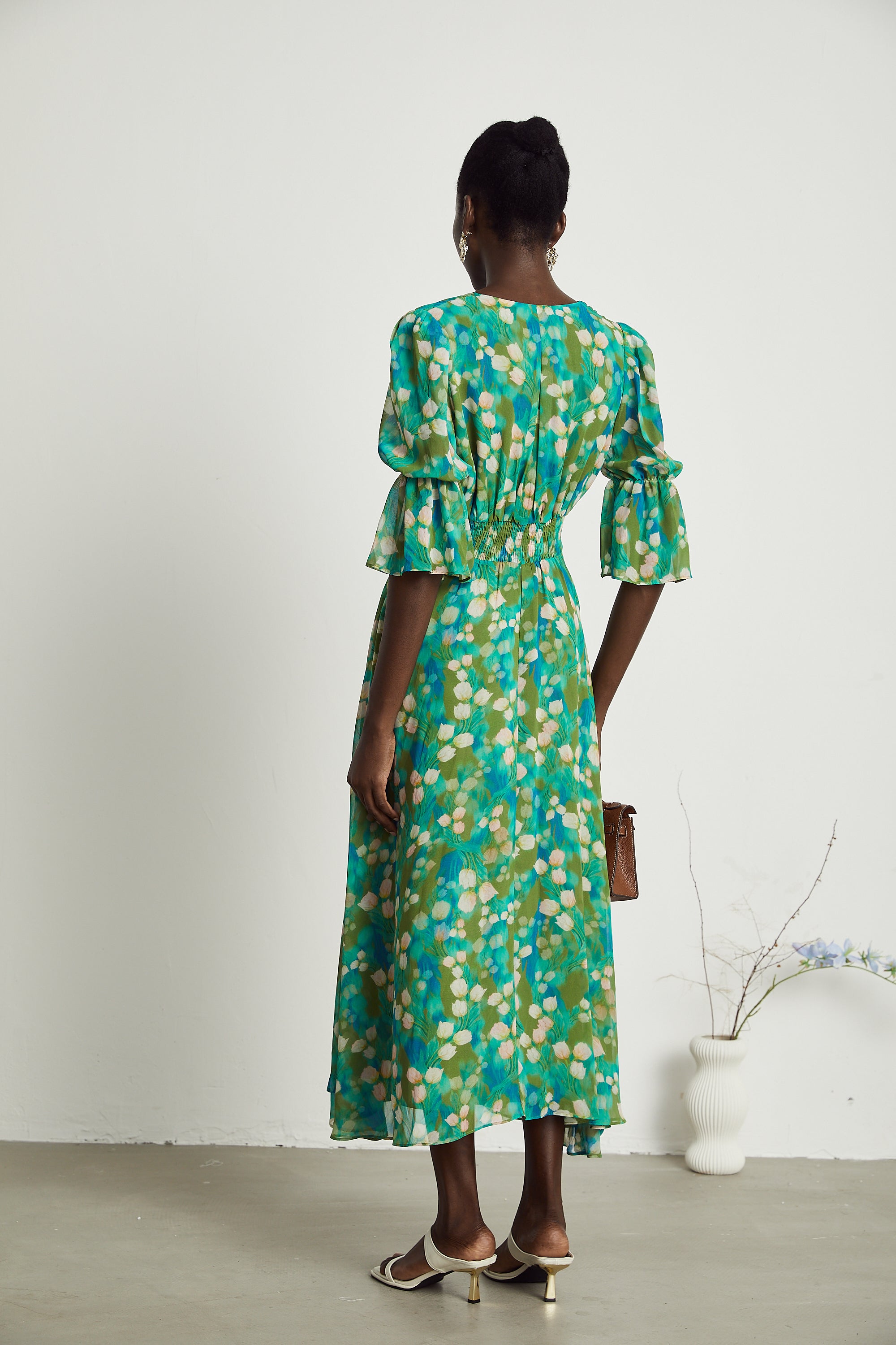 Perrine floral-print tulle midi dress