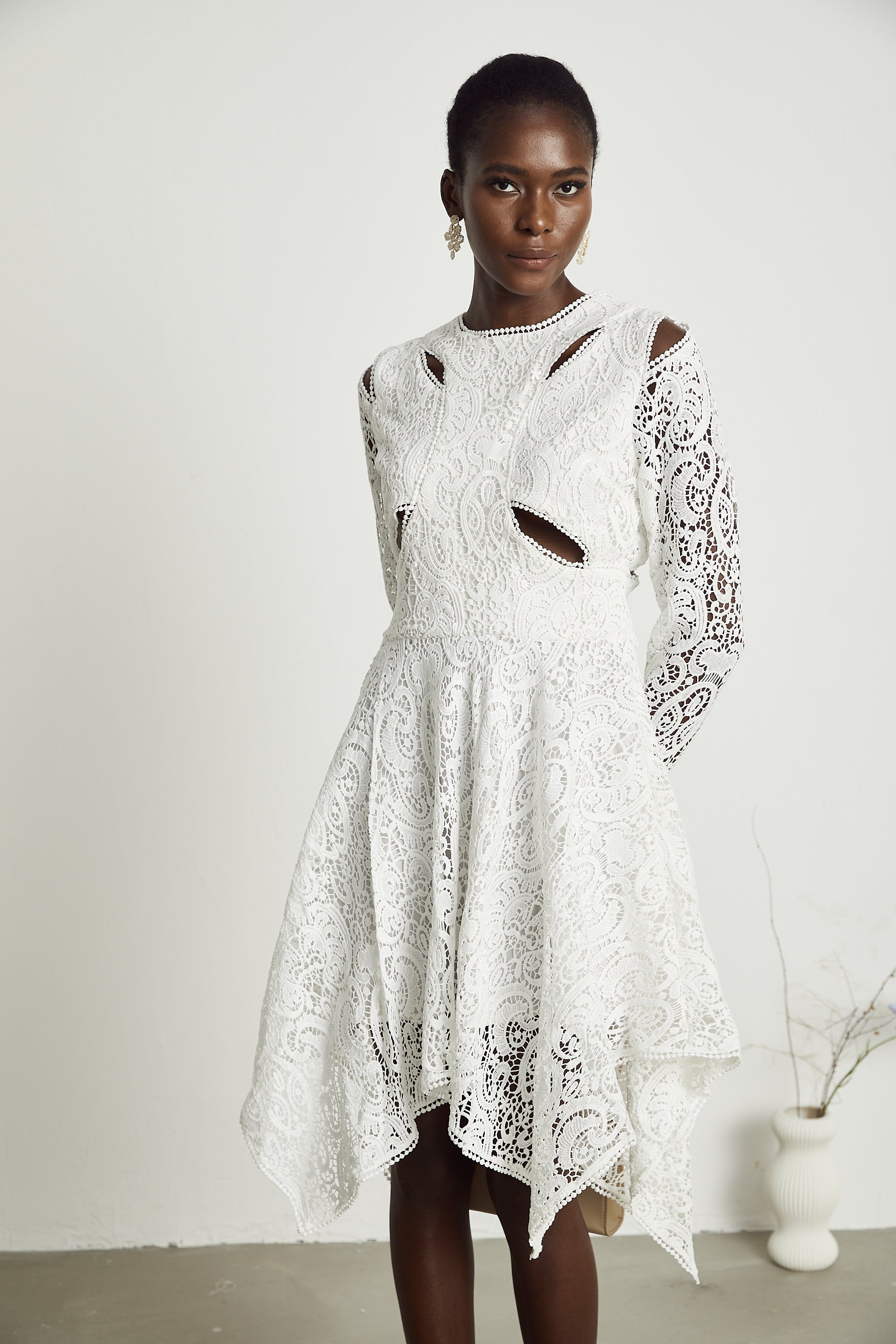 Sophie lace embroidered cut-out midi dress