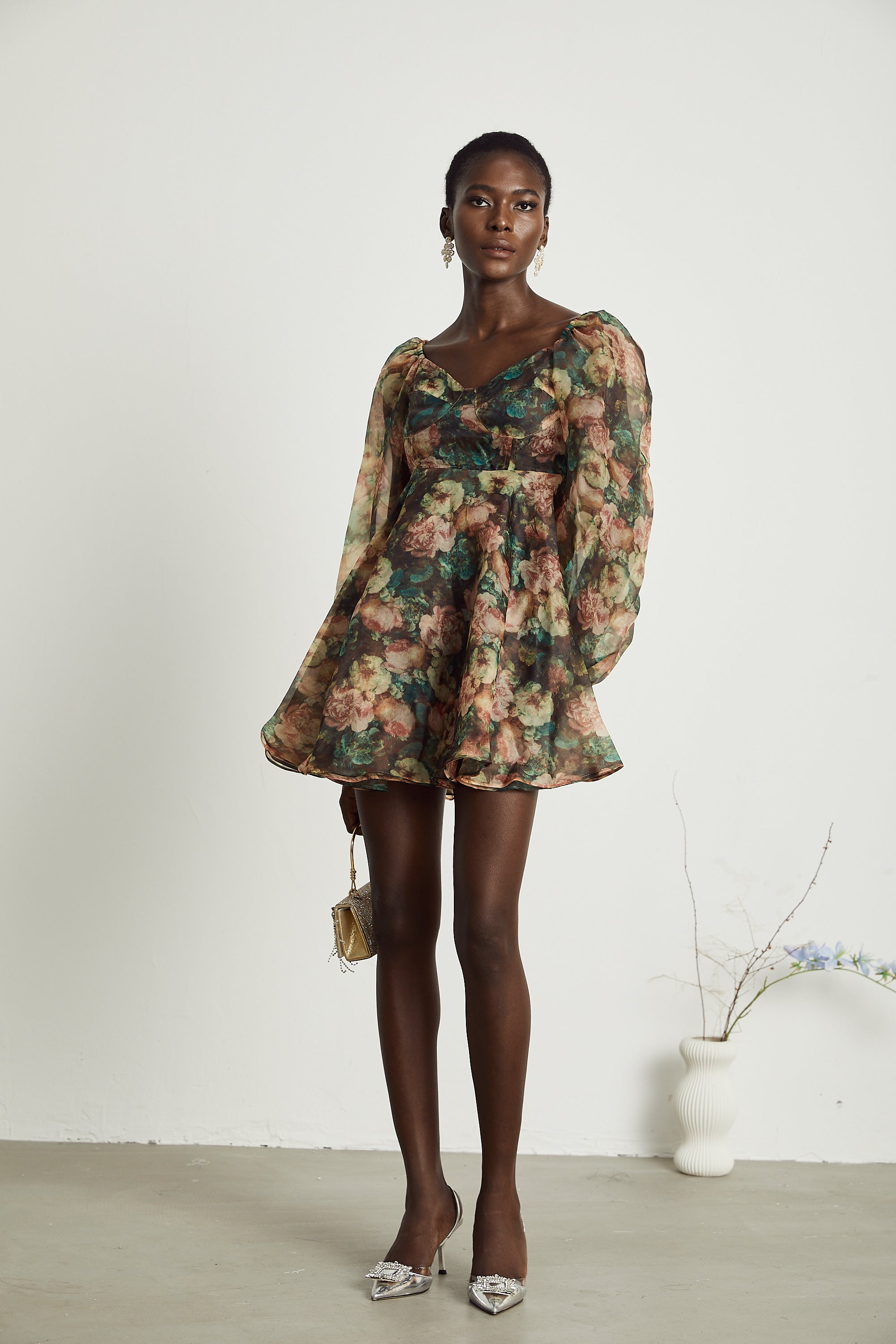 Pénélope floral-print flared mini dress