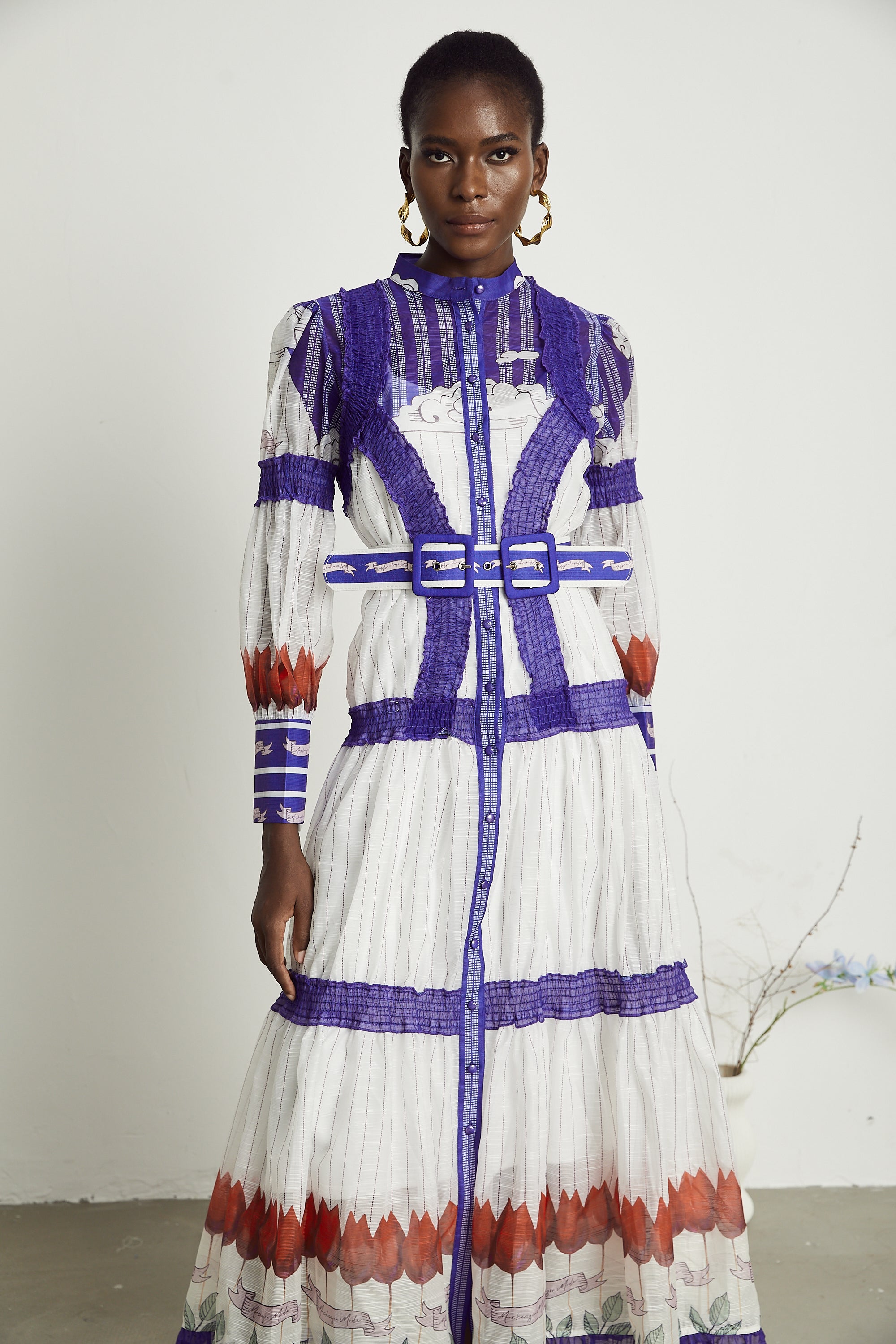 Raphaëlle color-block pattern-print midi dress - Main Image