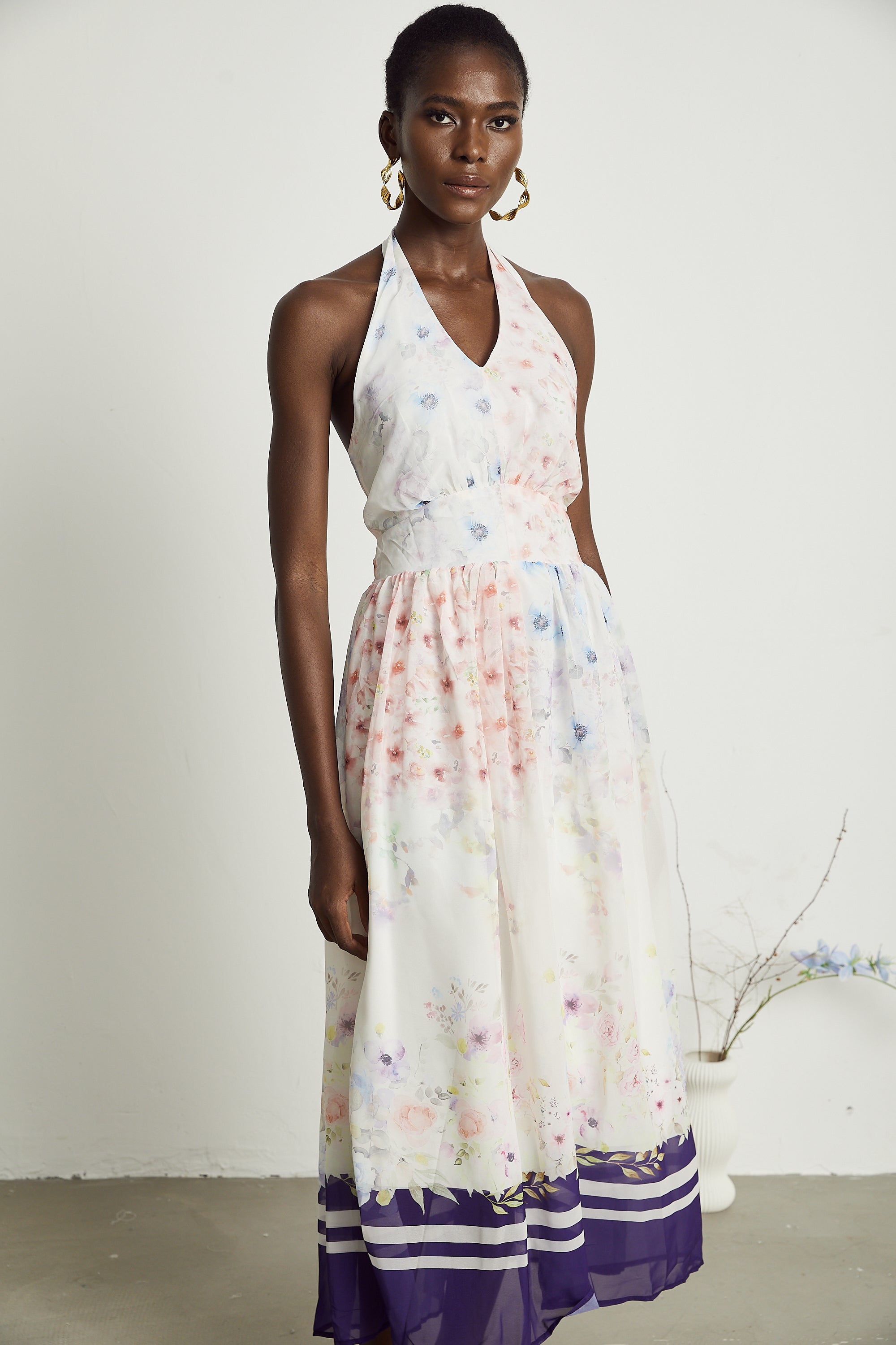 Odette floral-print semi-sheer midi dress