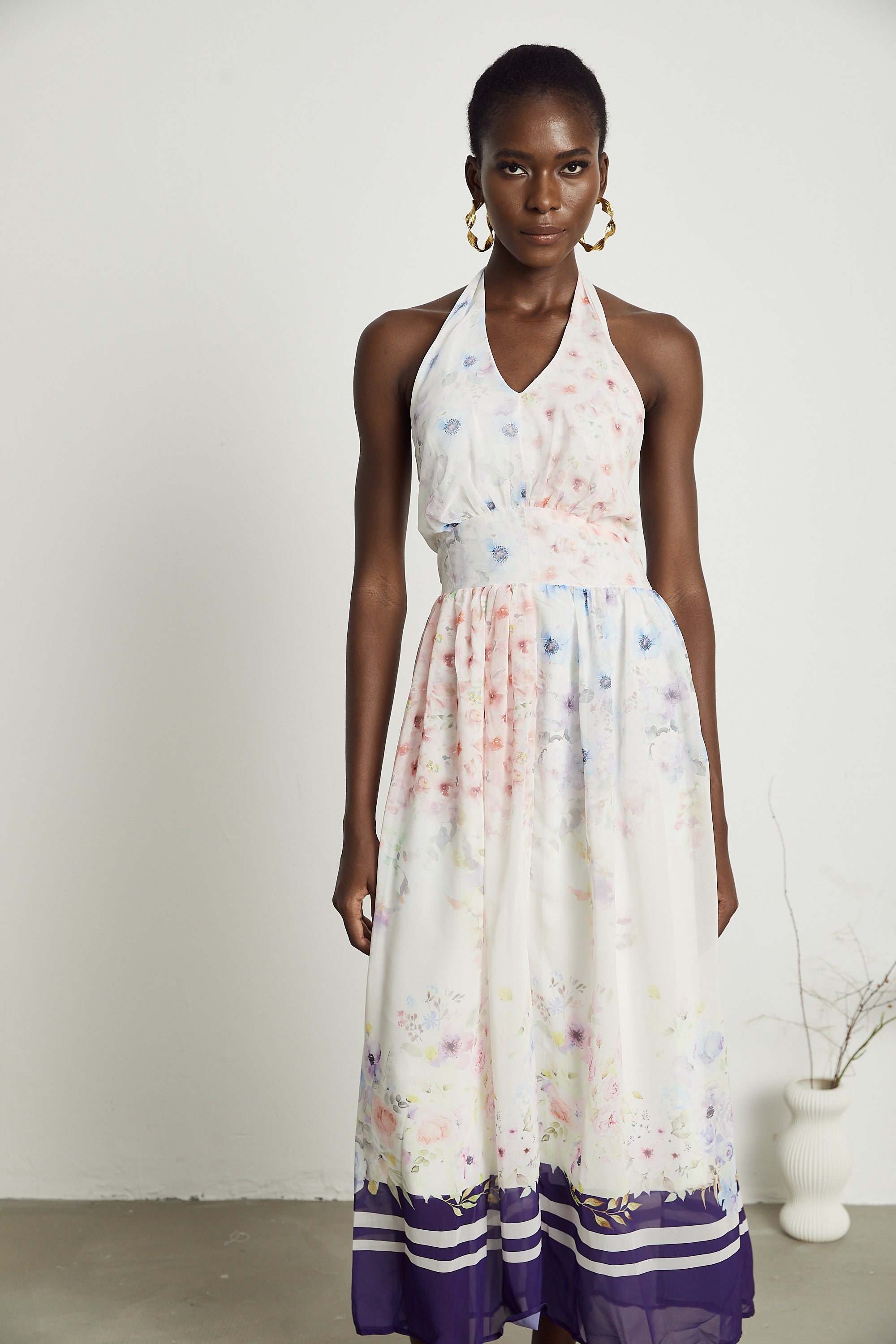 Odette floral-print semi-sheer midi dress