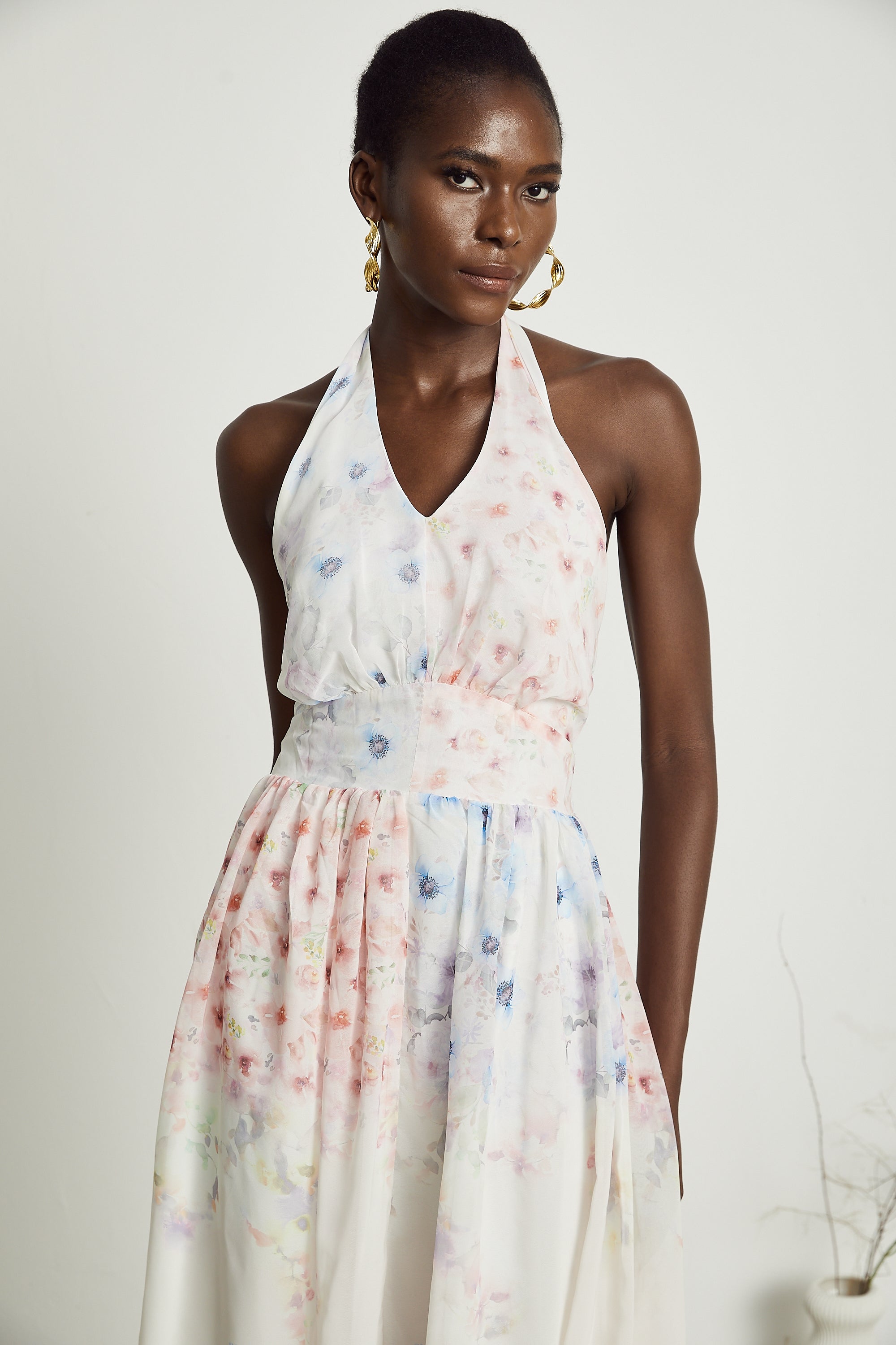 Odette floral-print semi-sheer midi dress