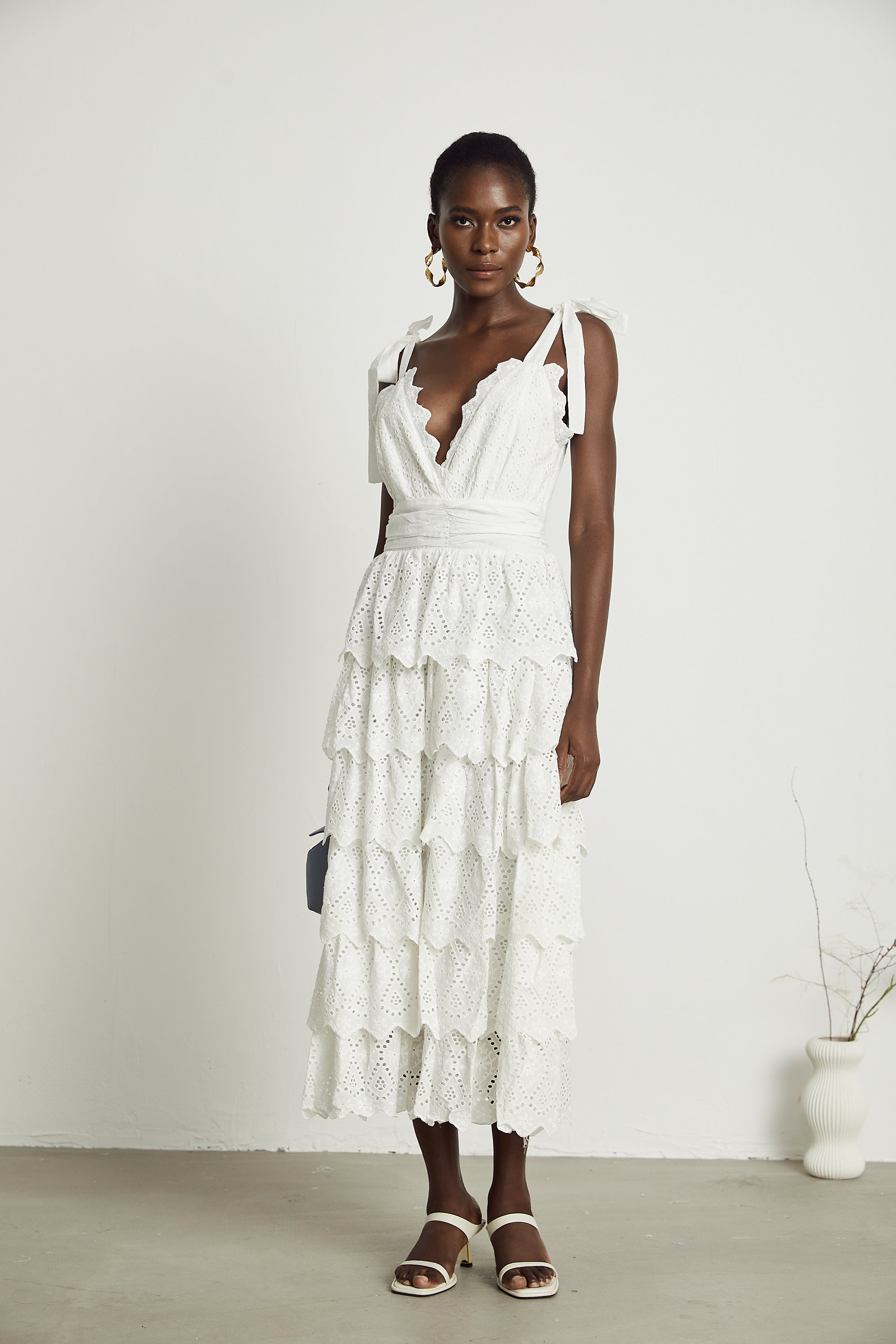 Chloé layered lace-trim cut-out midi dress