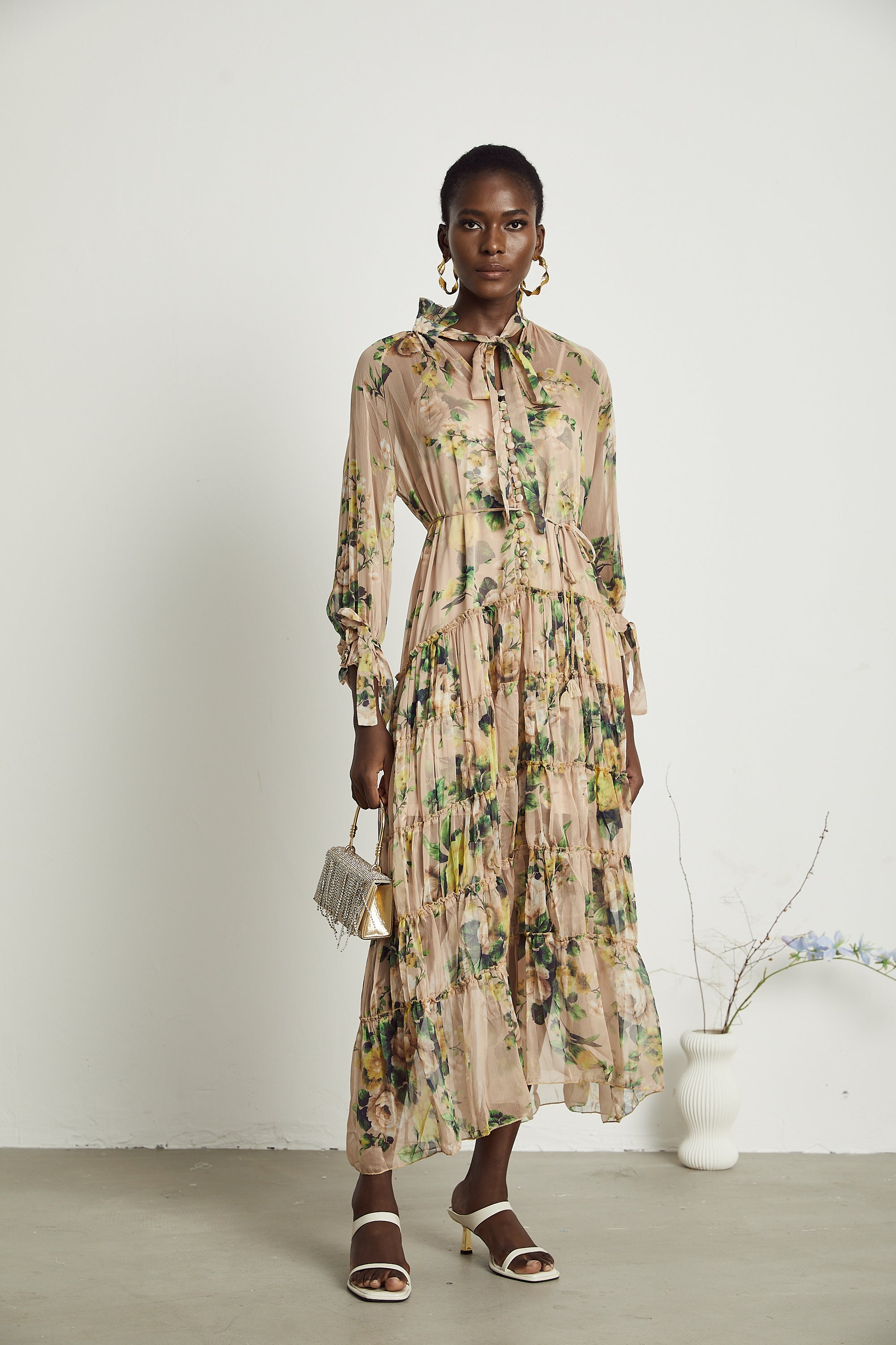 Madeleine floral-print pleated midi dress