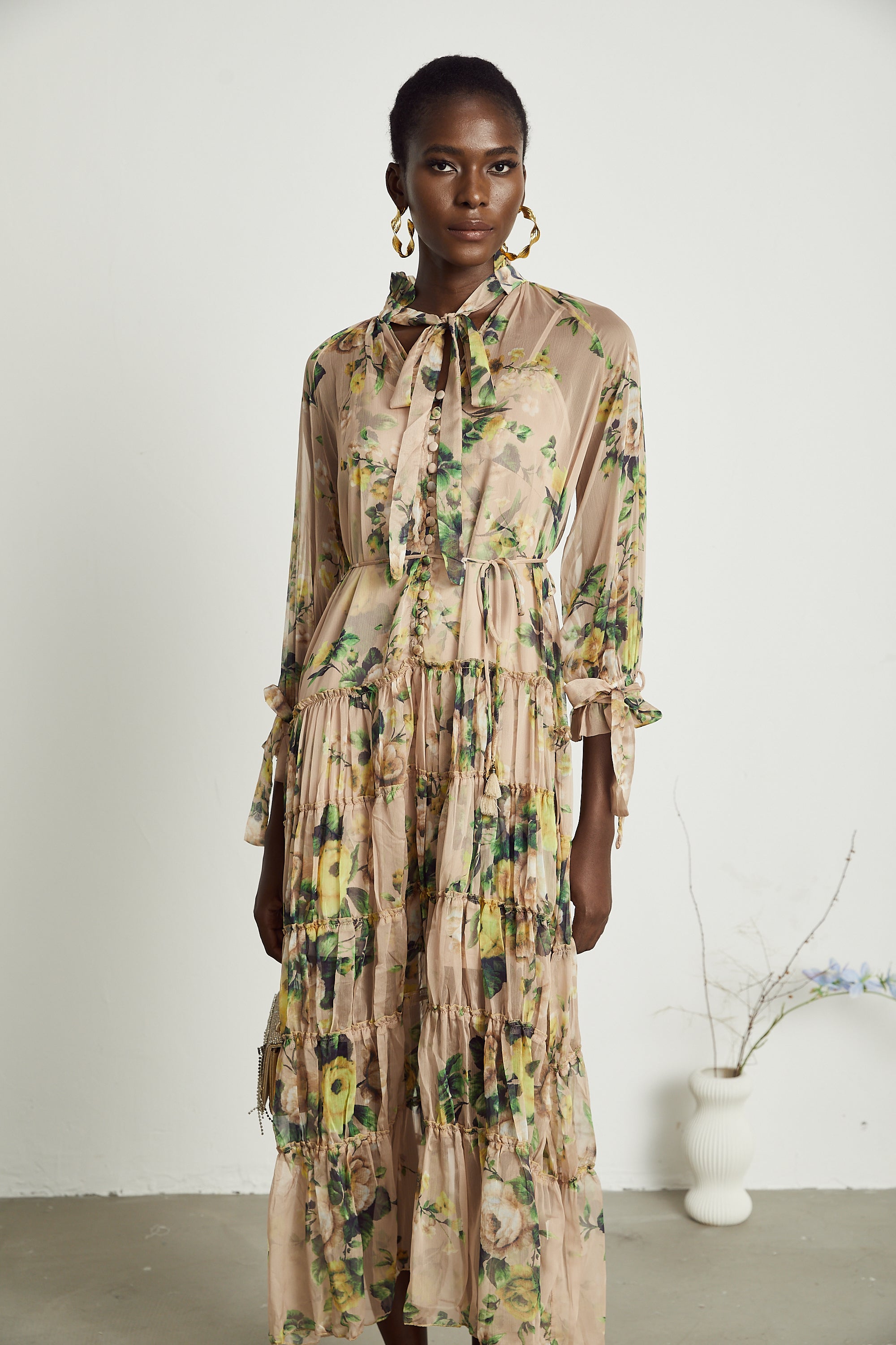 Madeleine floral-print pleated midi dress