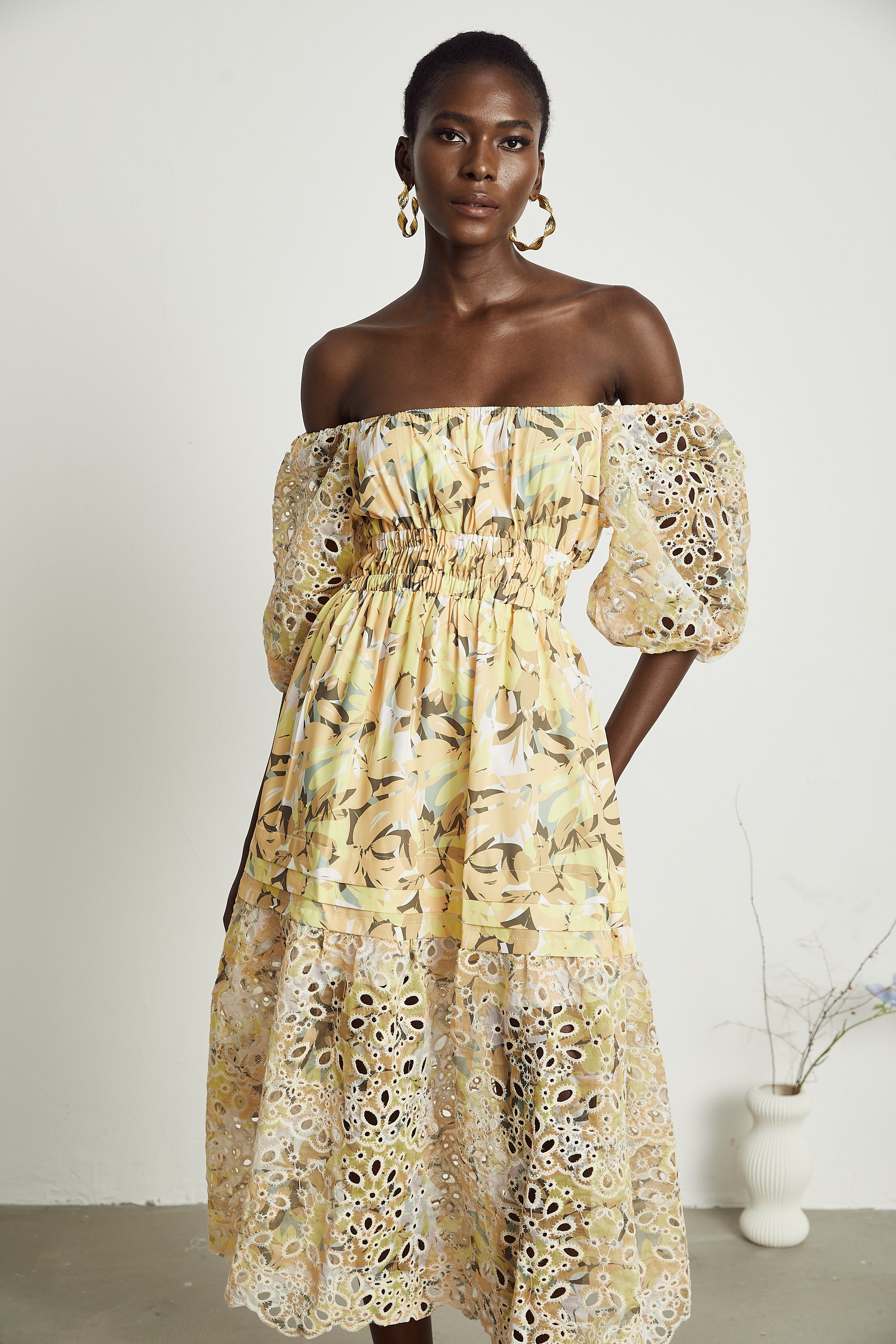 Clémence floral-print cut-out midi dress