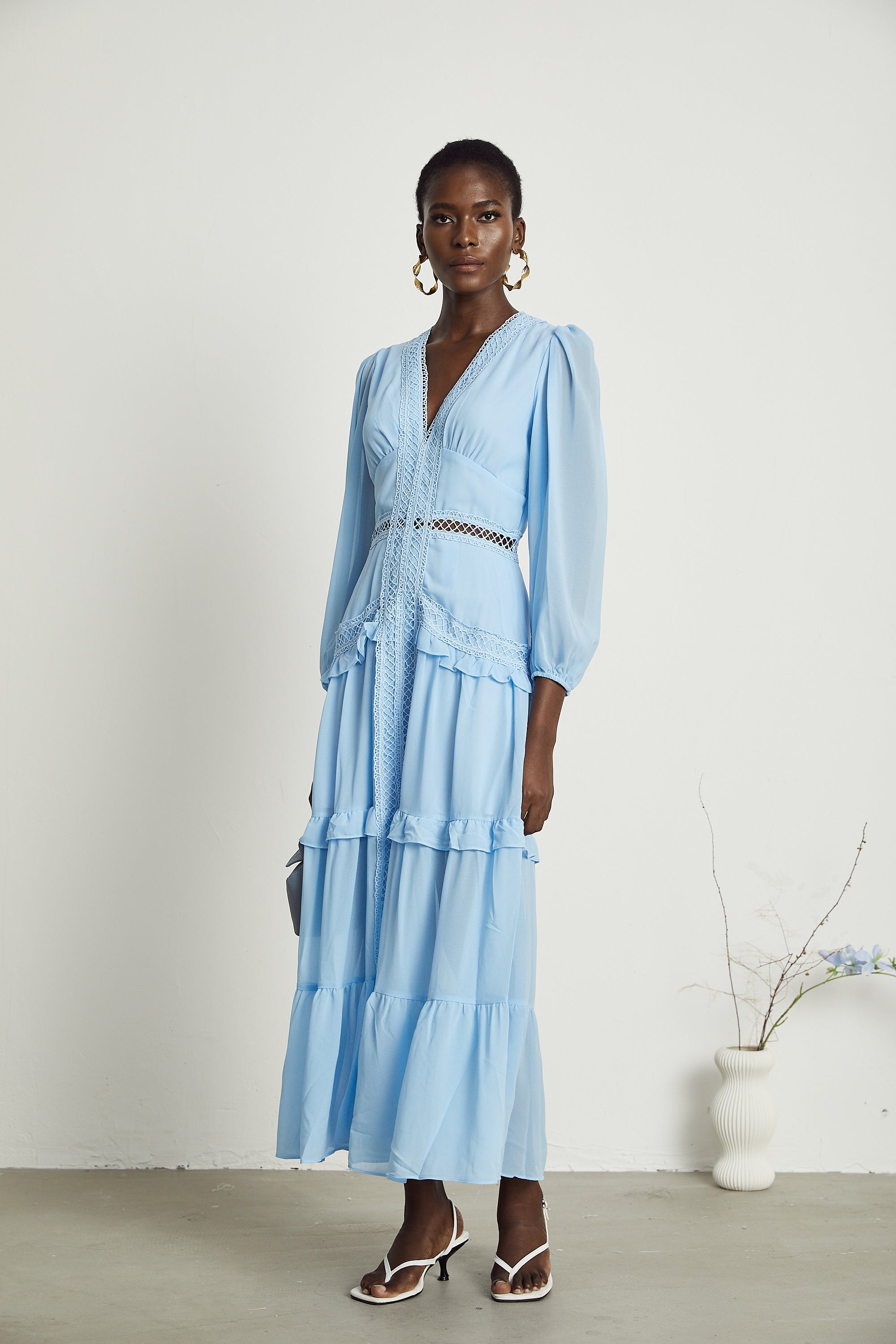 Juno cut-out ruffled maxi dress