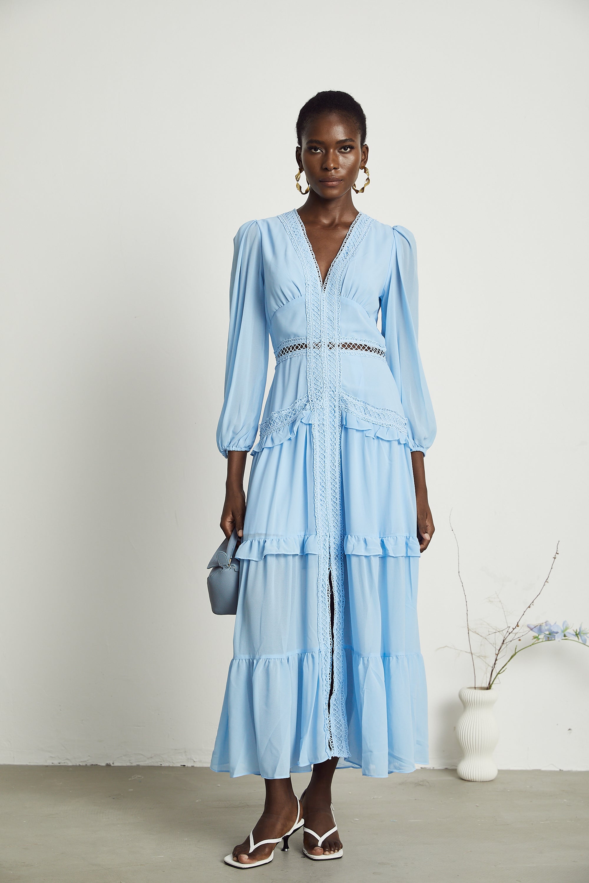 Juno cut-out ruffled maxi dress