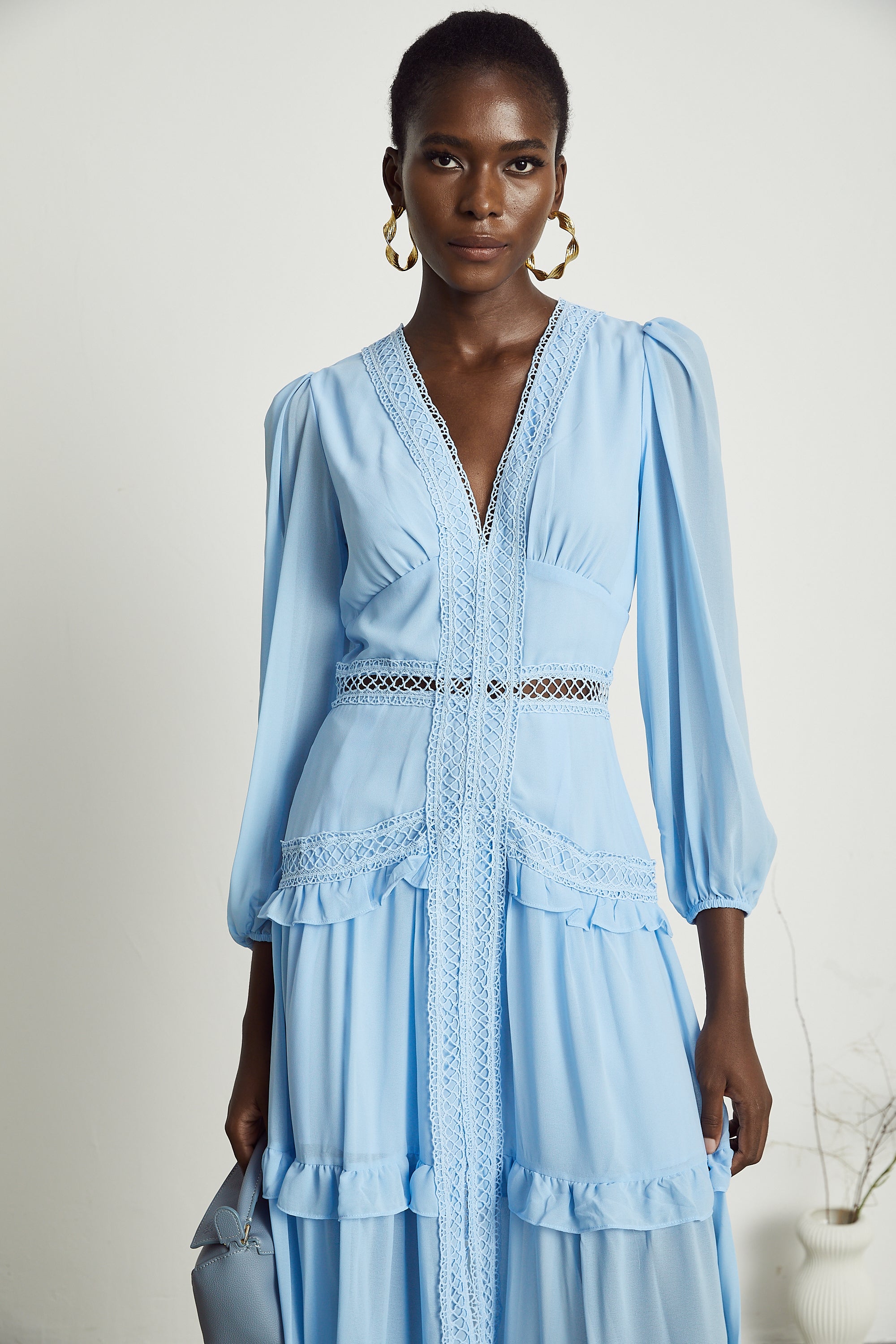 Juno cut-out ruffled maxi dress in Blue