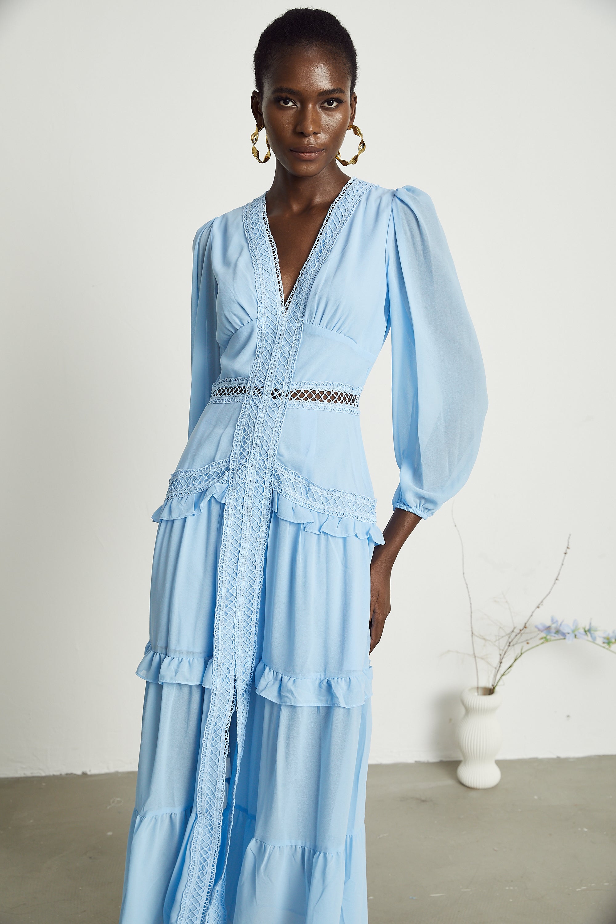 Juno cut-out ruffled maxi dress