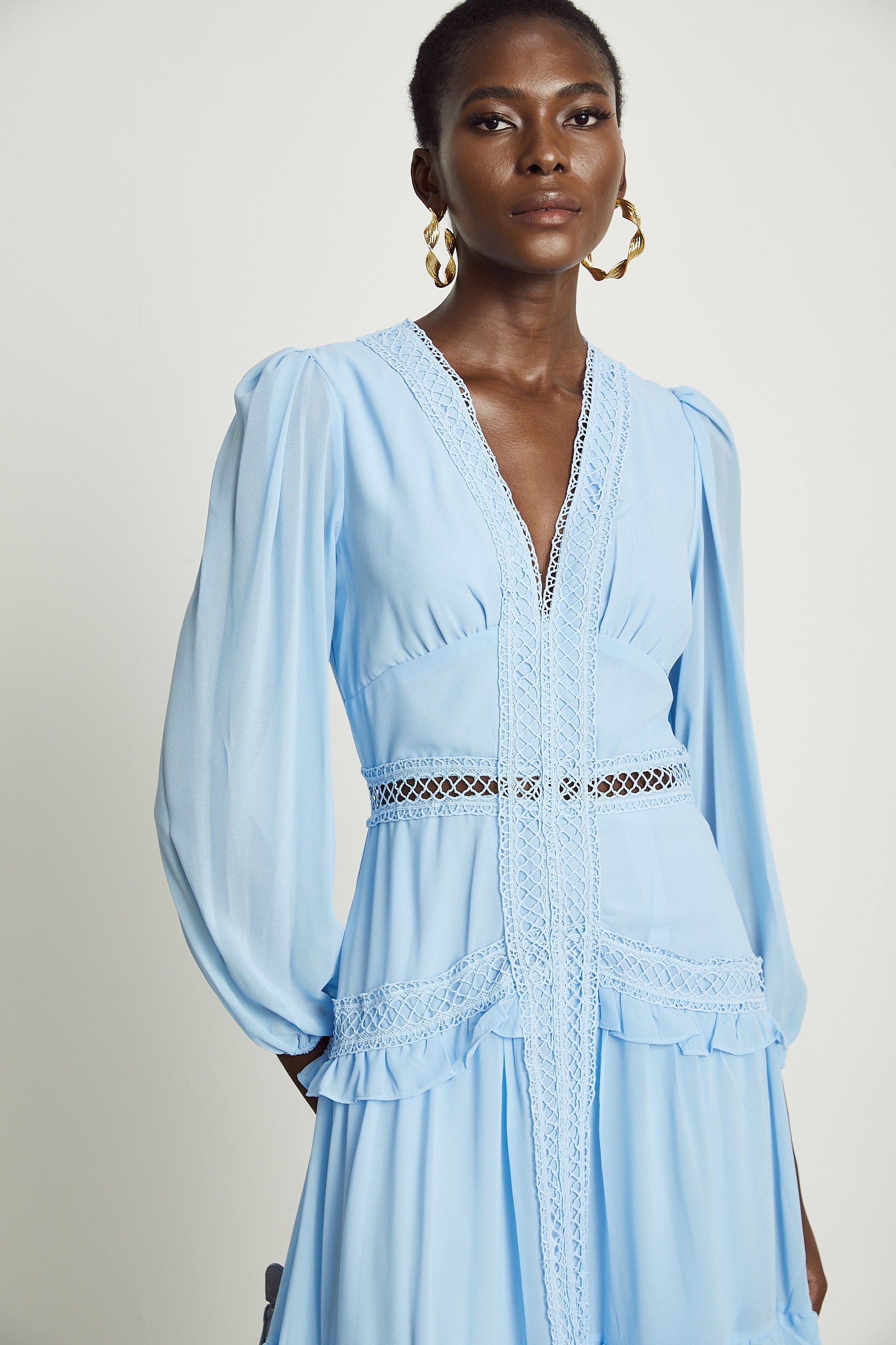 Juno cut-out ruffled maxi dress in Blue