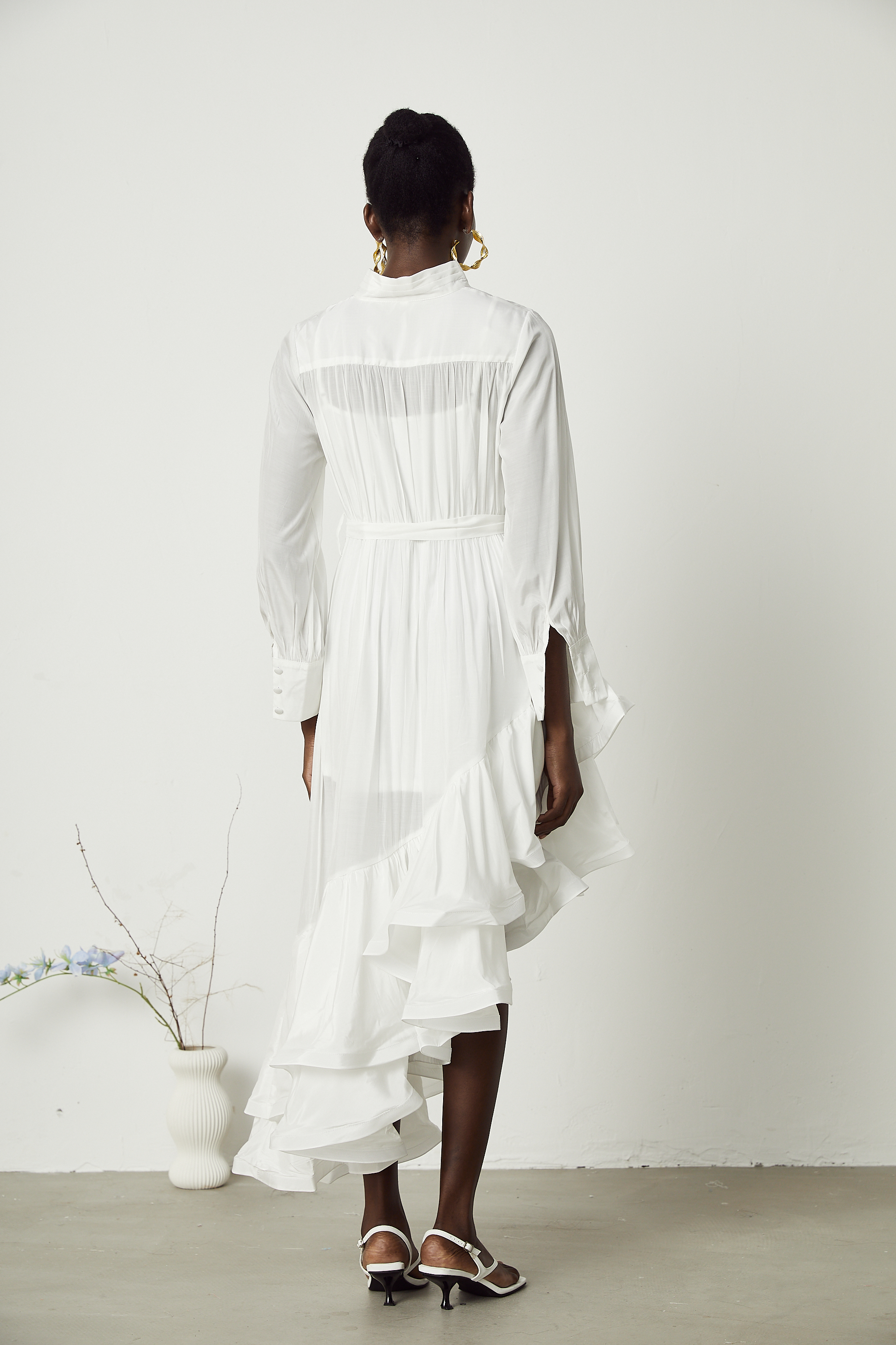 Désirée asymmetric-hem pleated midi dress