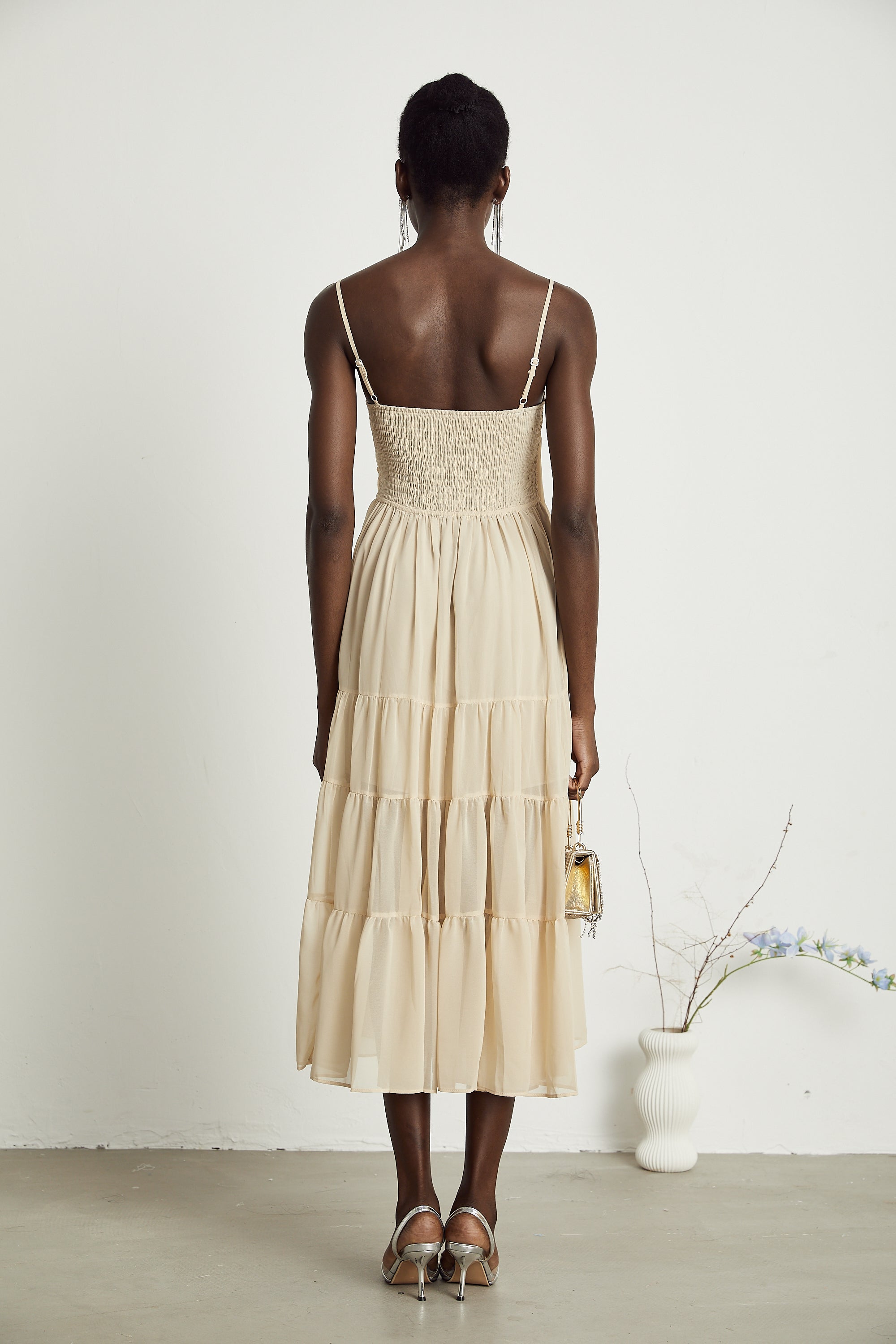 Harper embellished pleated midi dress