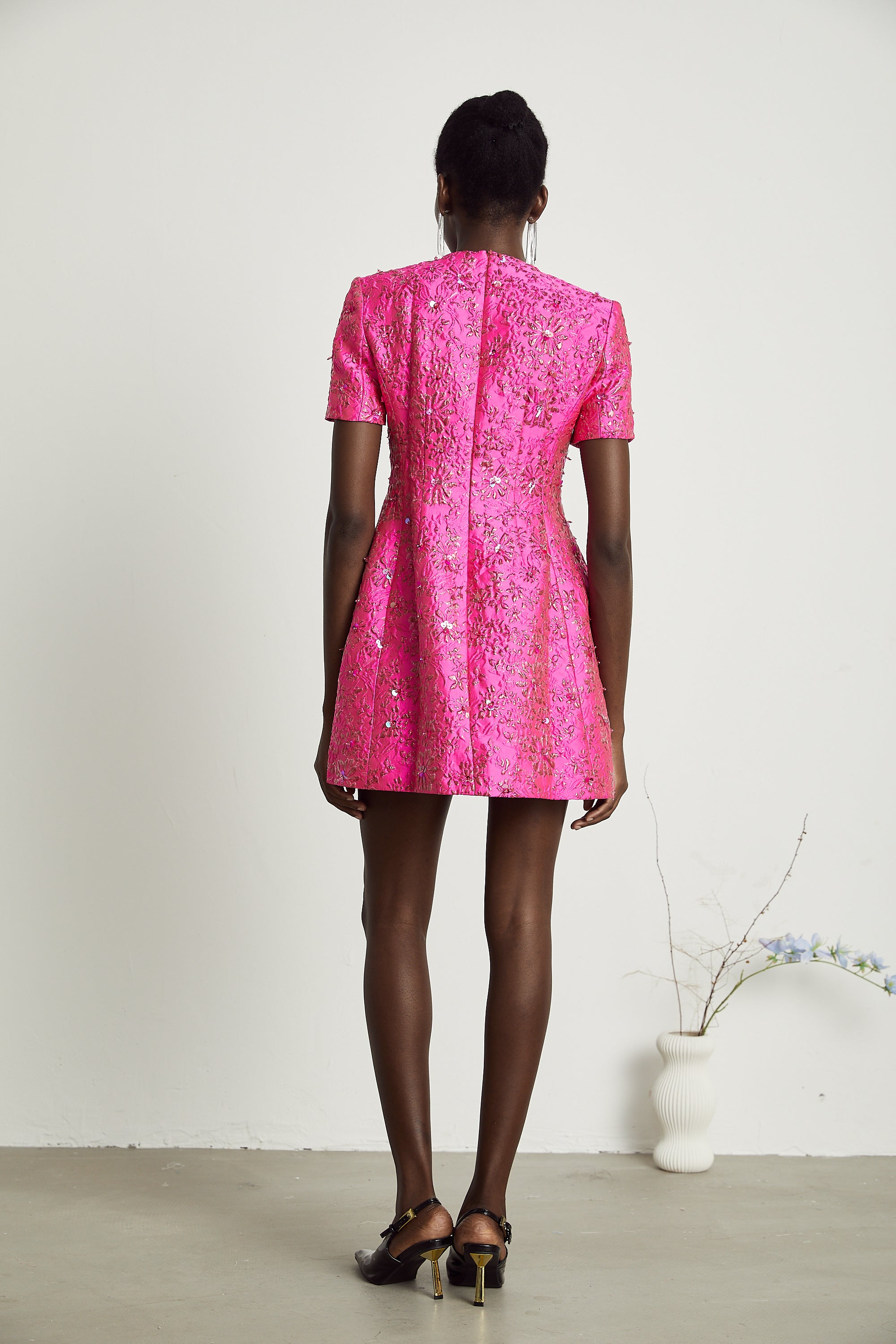 Florentina floral-appliqué embellished mini dress