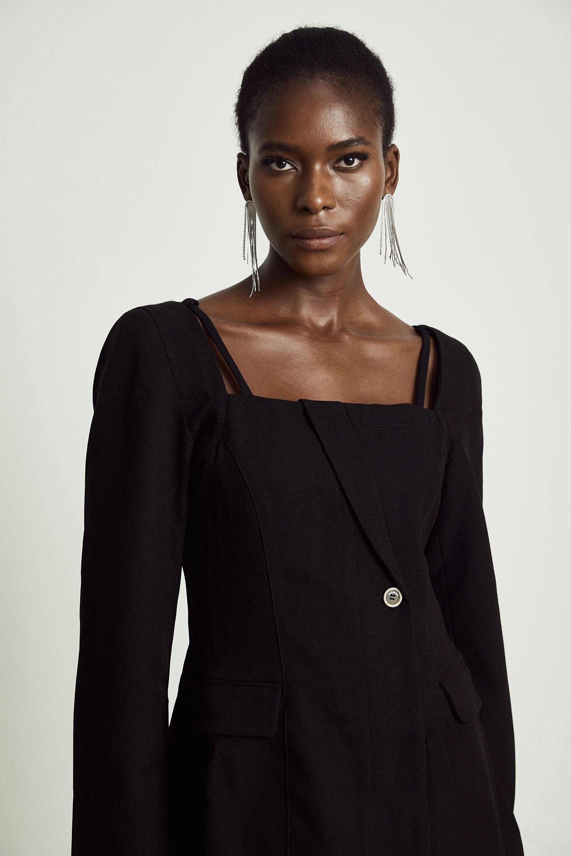 Beau long-sleeved deconstructed-tailor mini dress