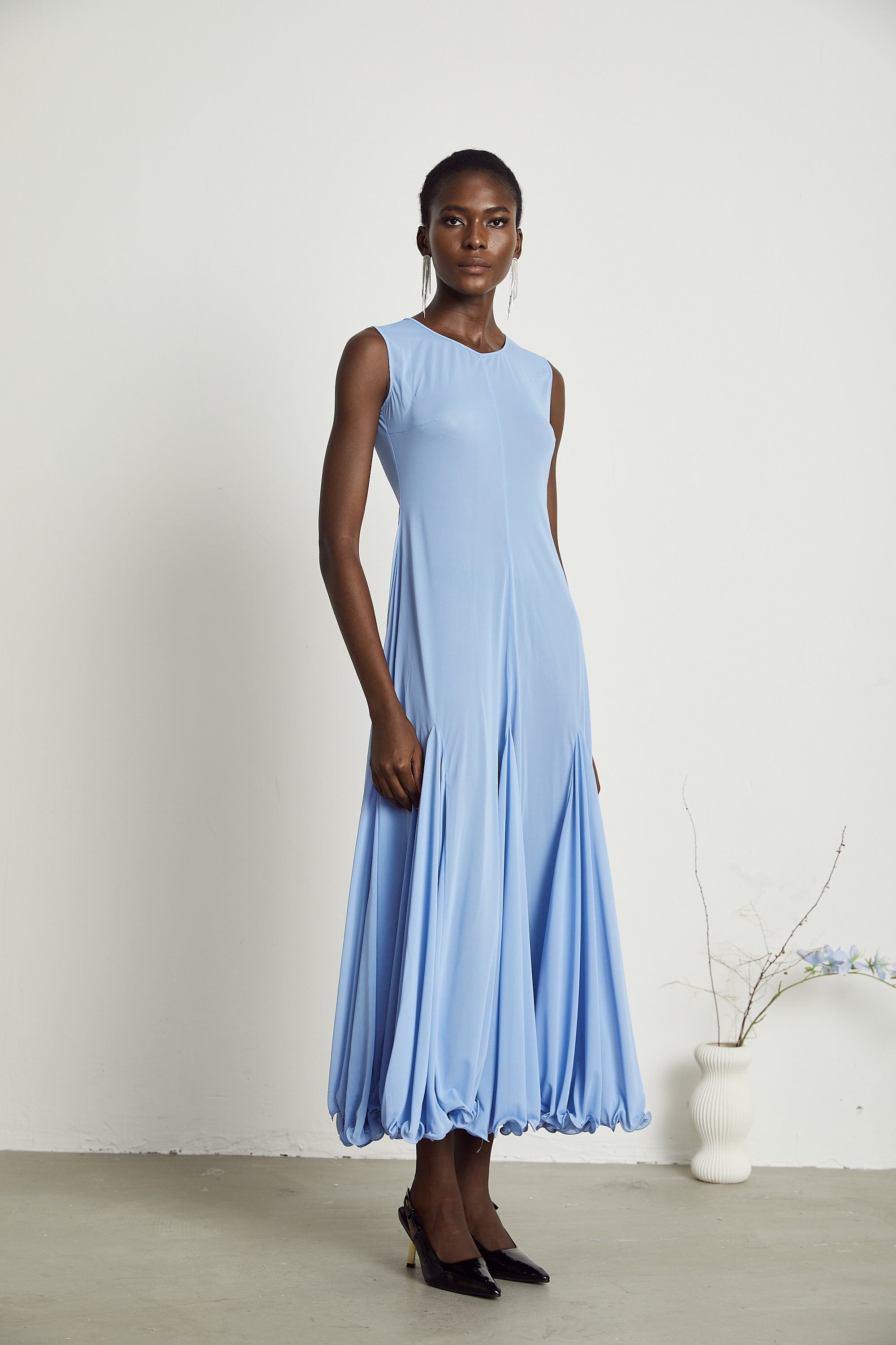 Faena pleated jersey maxi dress