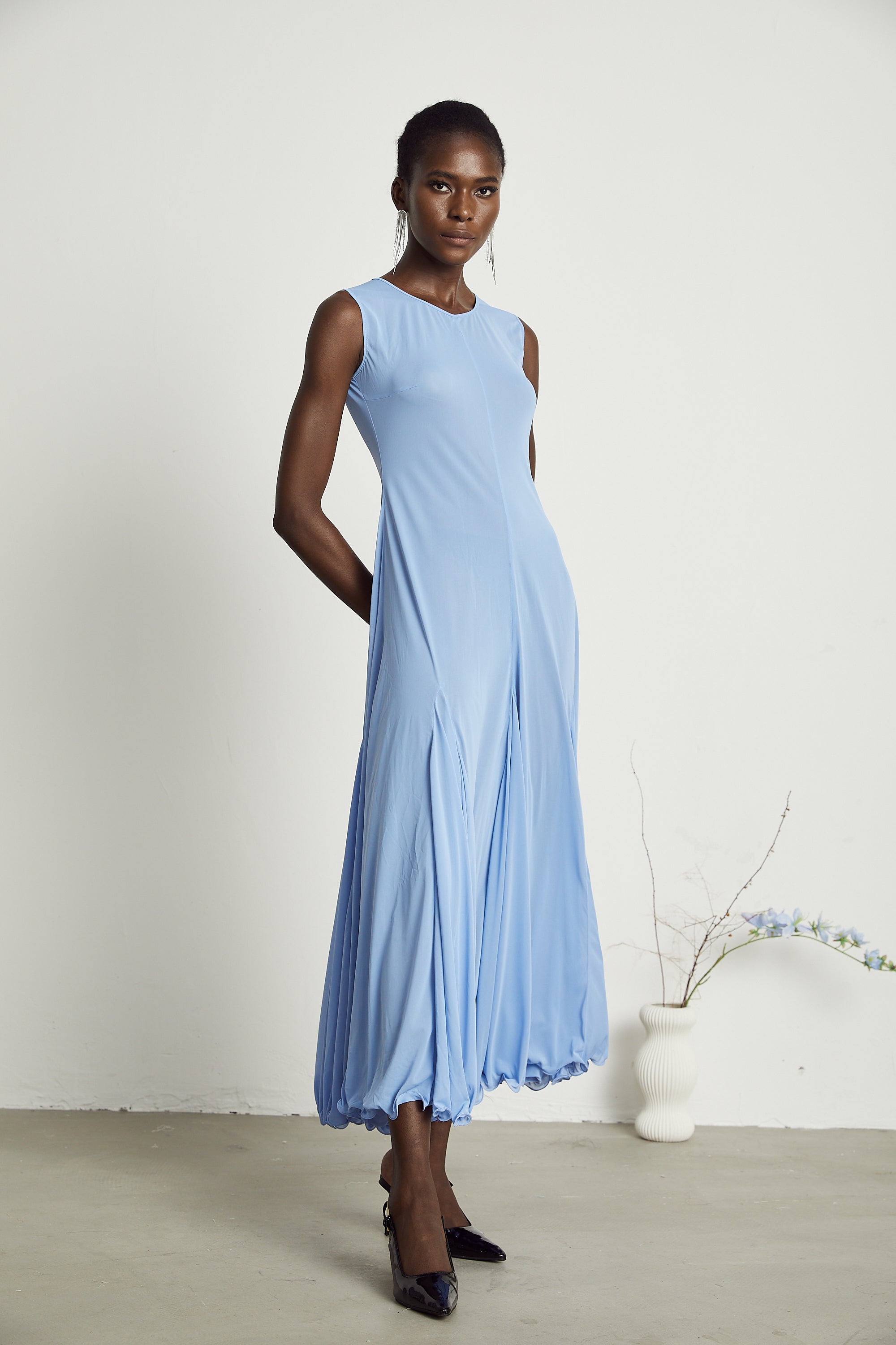 Faena plissiertes Jersey-Maxikleid