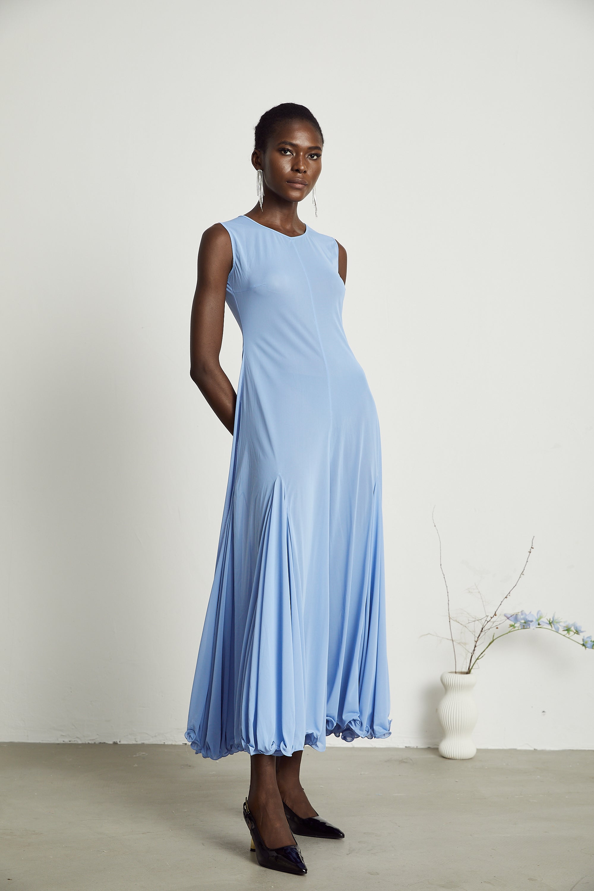 Faena pleated jersey maxi dress