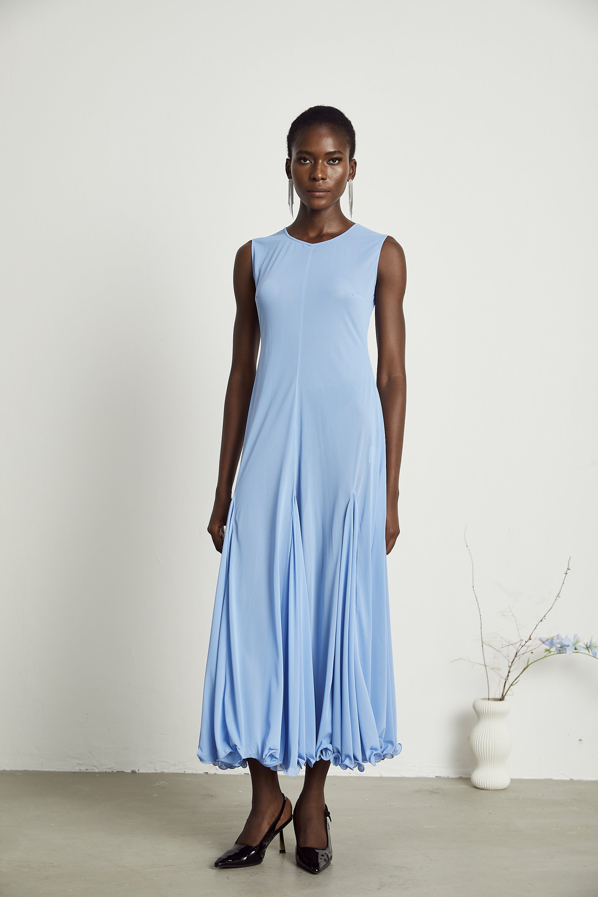 Faena pleated jersey maxi dress