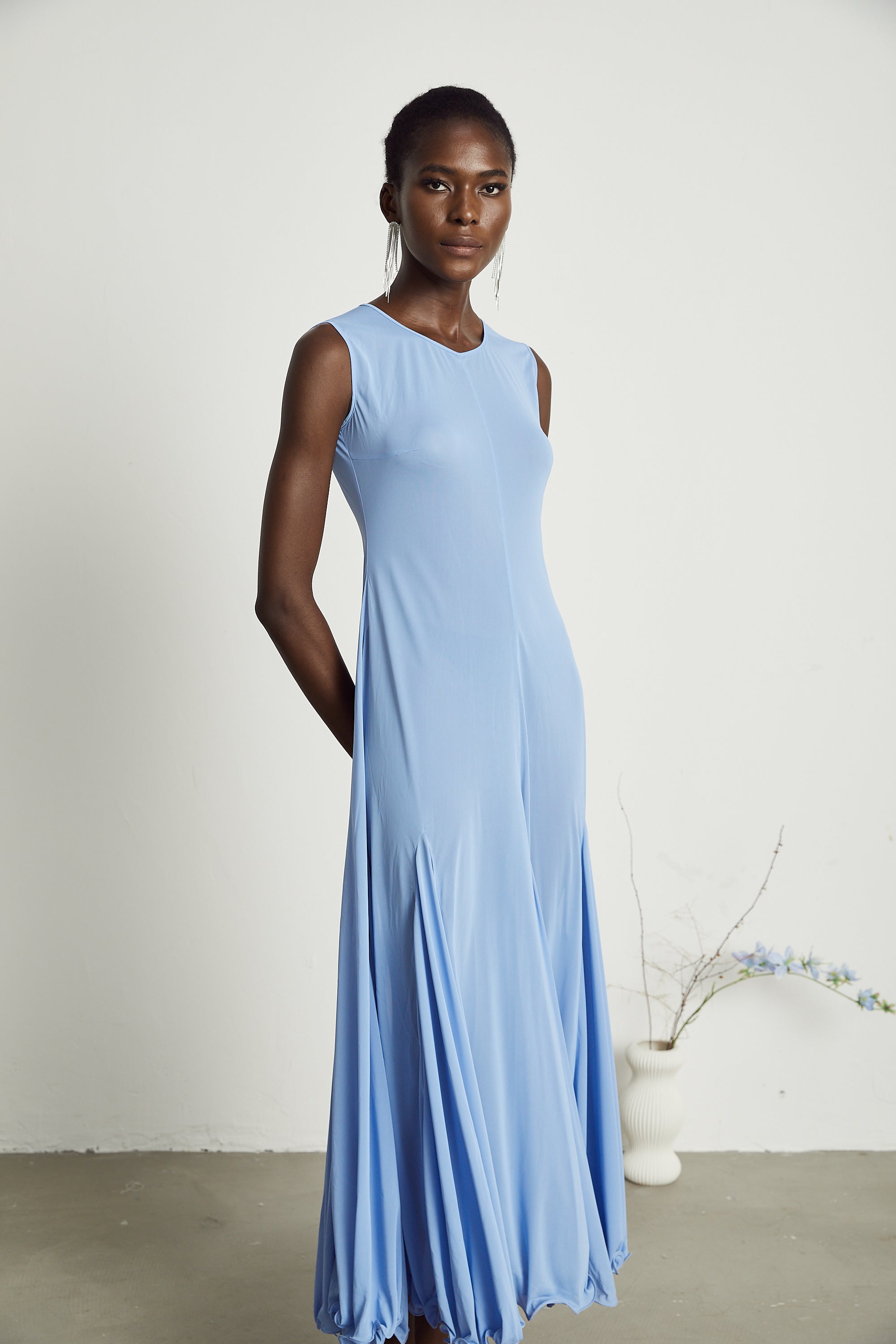 Faena plissiertes Jersey-Maxikleid