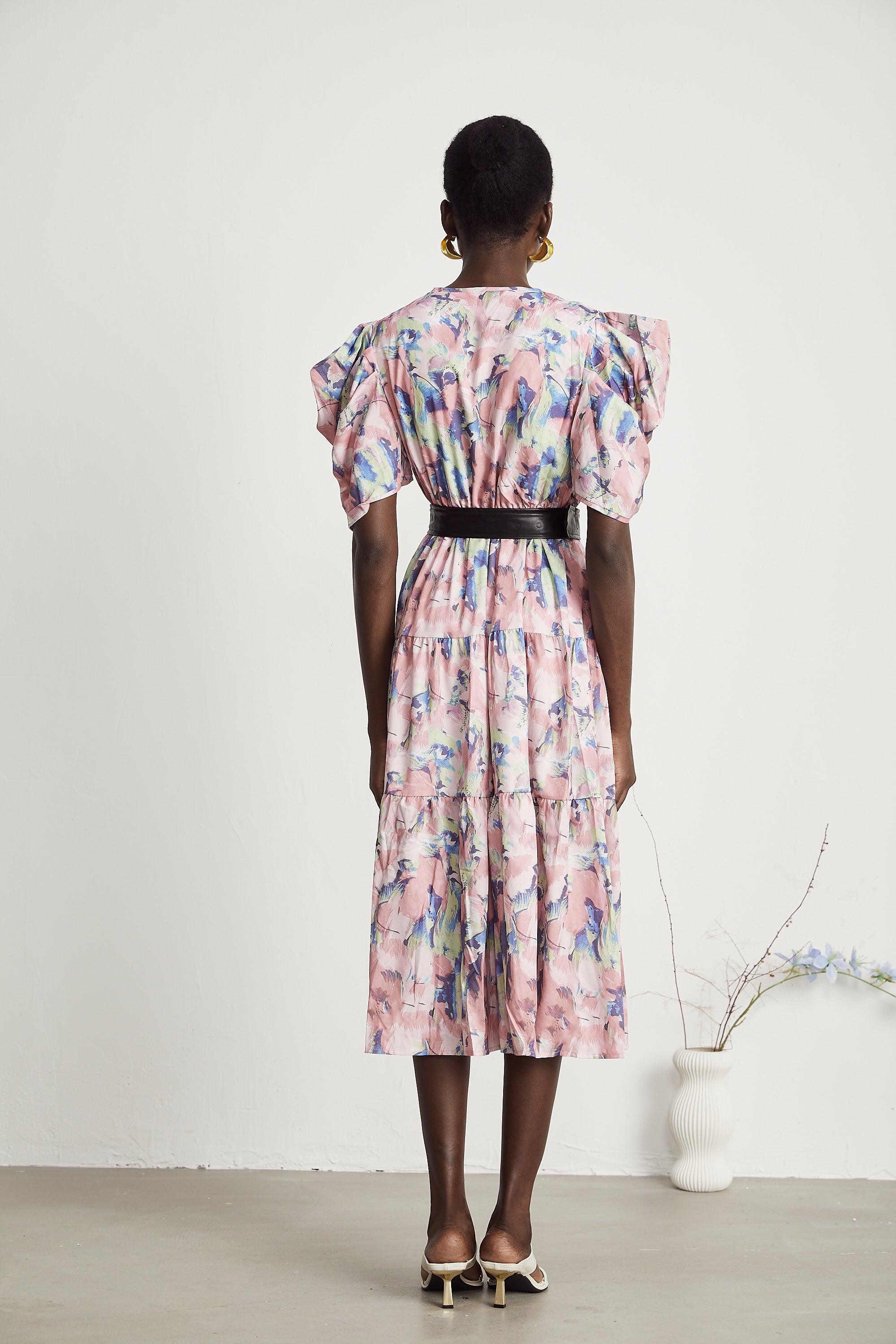 Naia floral-print belted midi dress