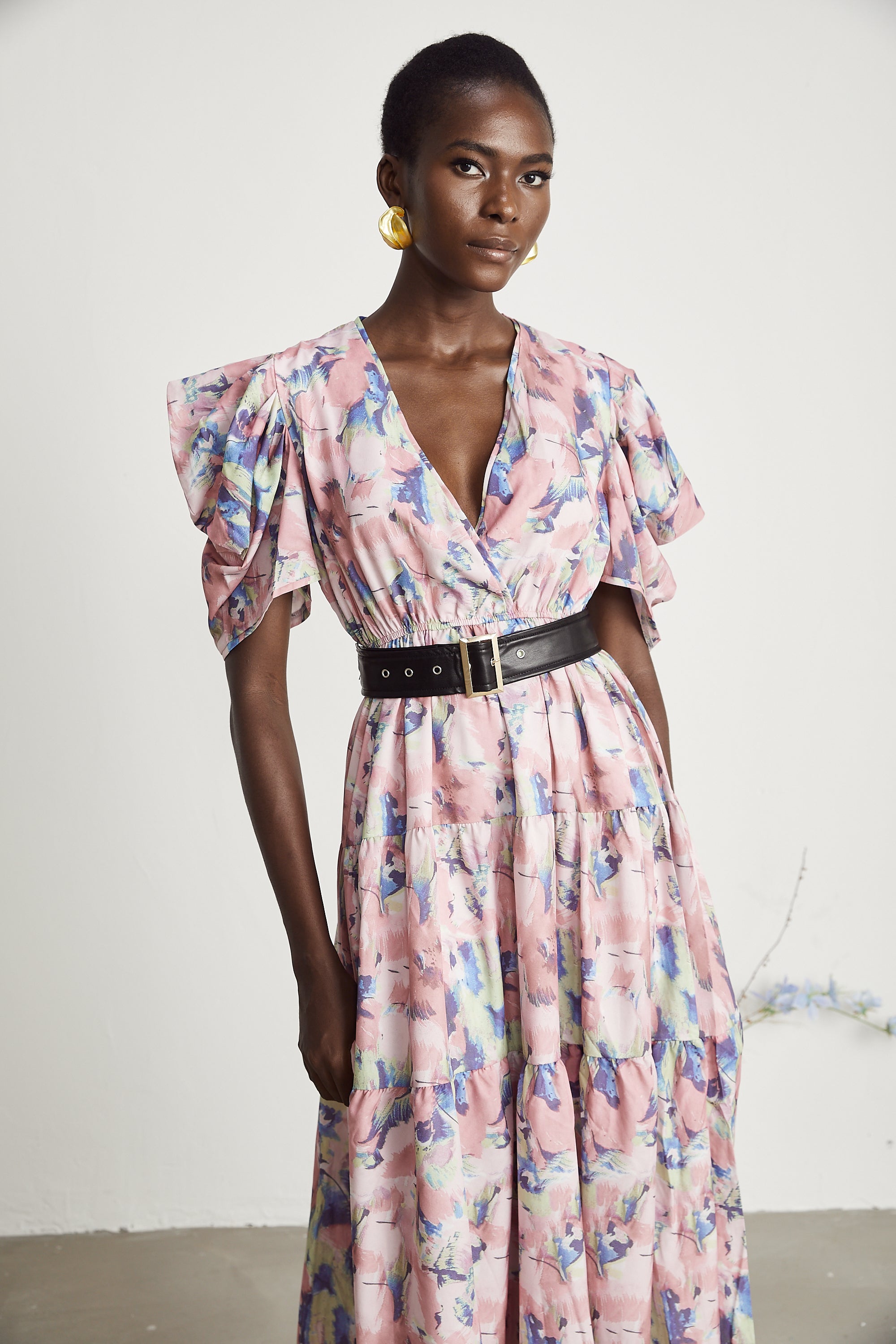 Naia floral-print belted midi dress