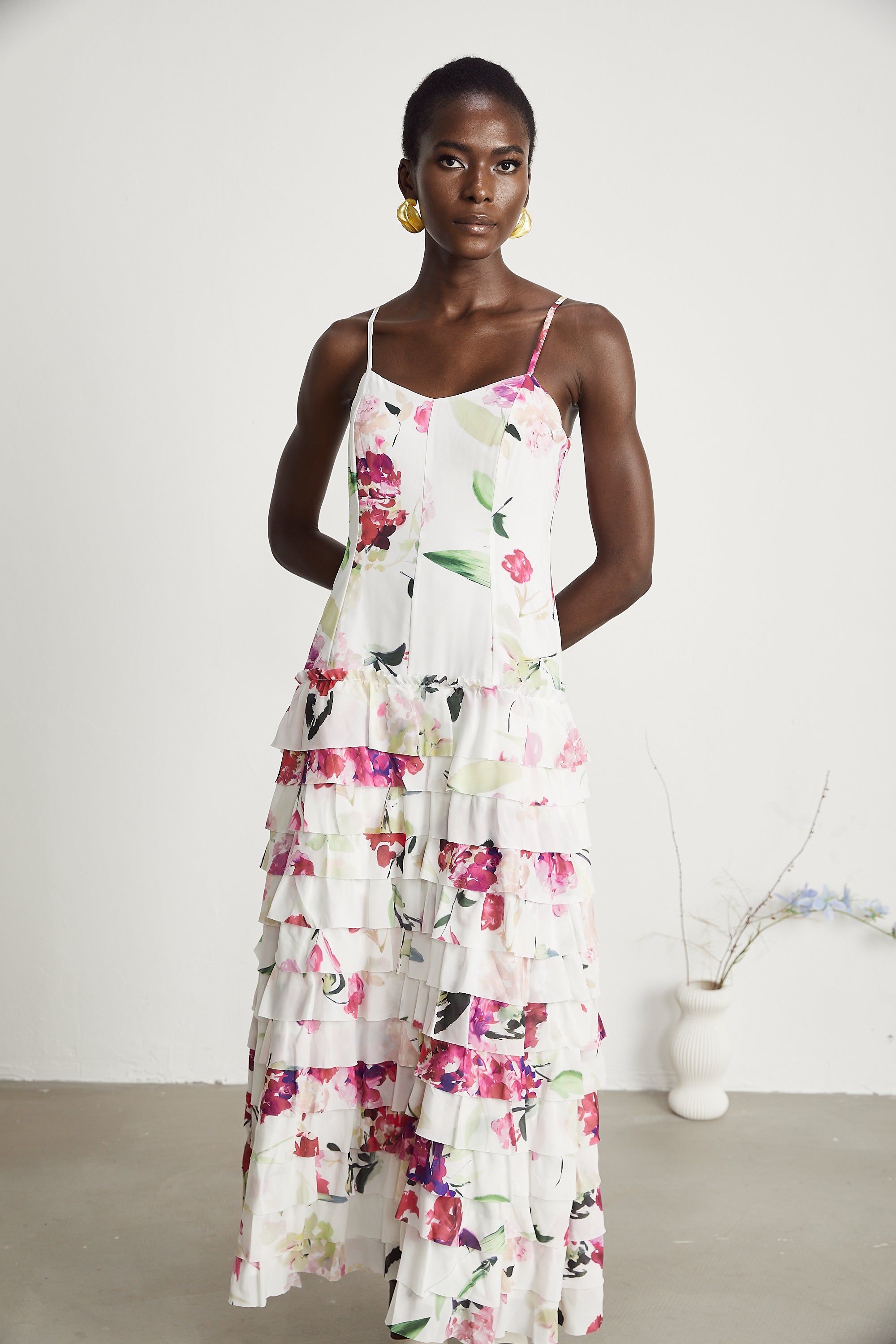 Sereia floral-print tiered maxi dress