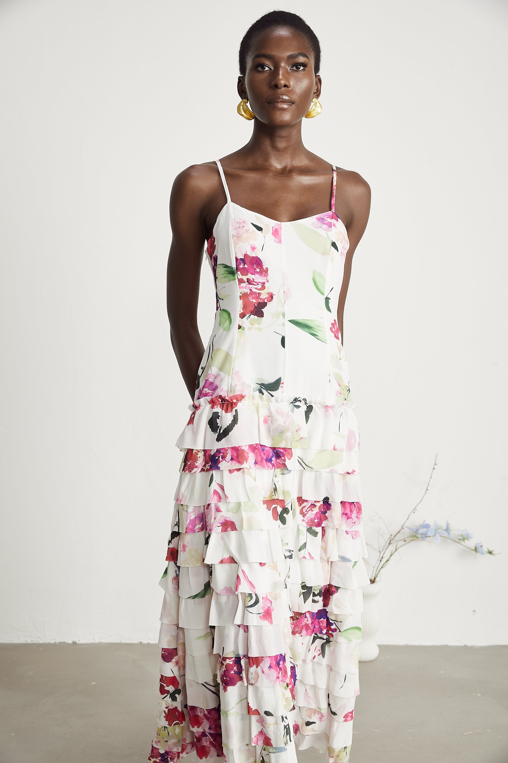 Sereia floral-print tiered maxi dress