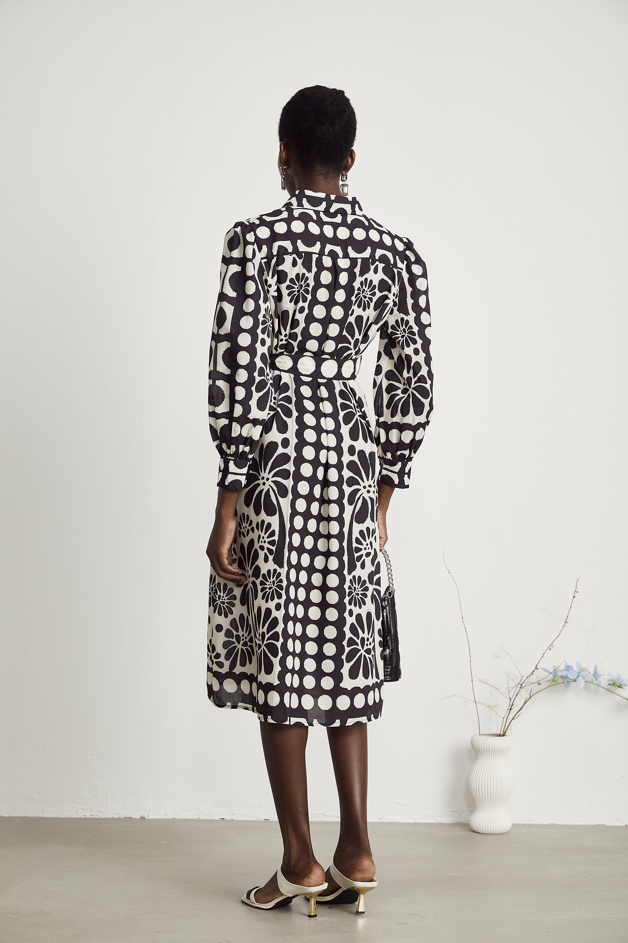 Corsica graphic-print belted midi dress