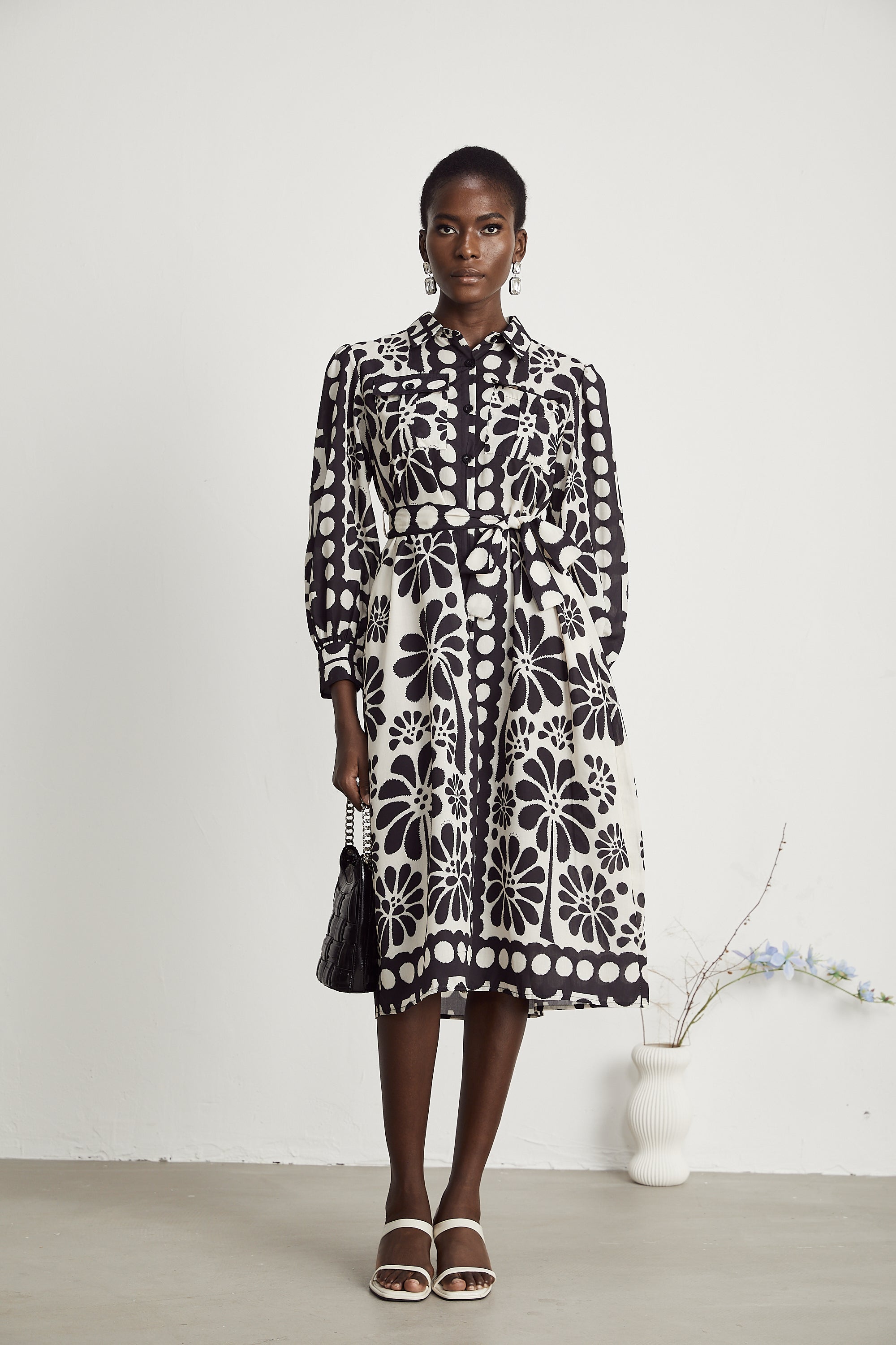 Corsica graphic-print belted midi dress