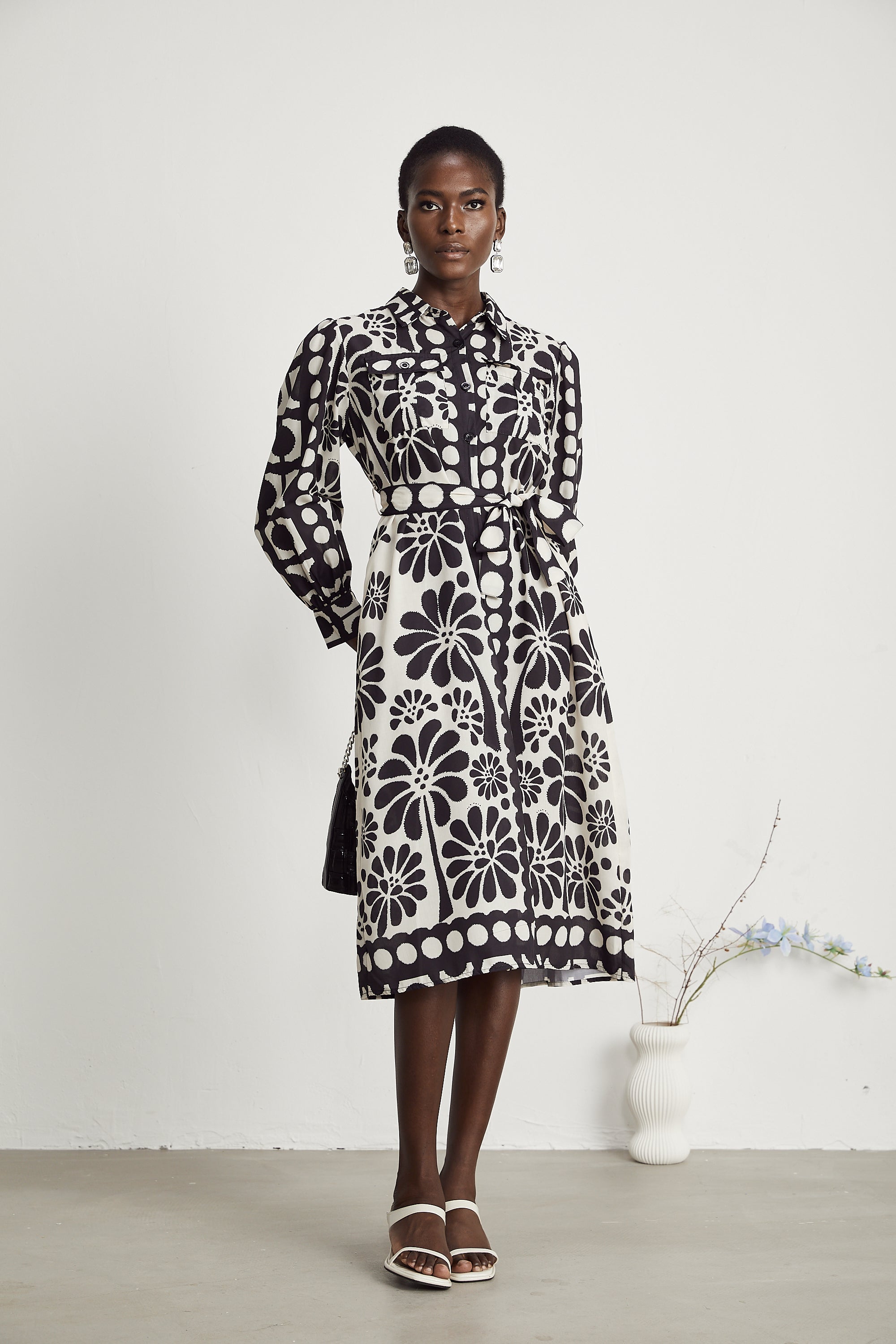 Corsica graphic-print belted midi dress