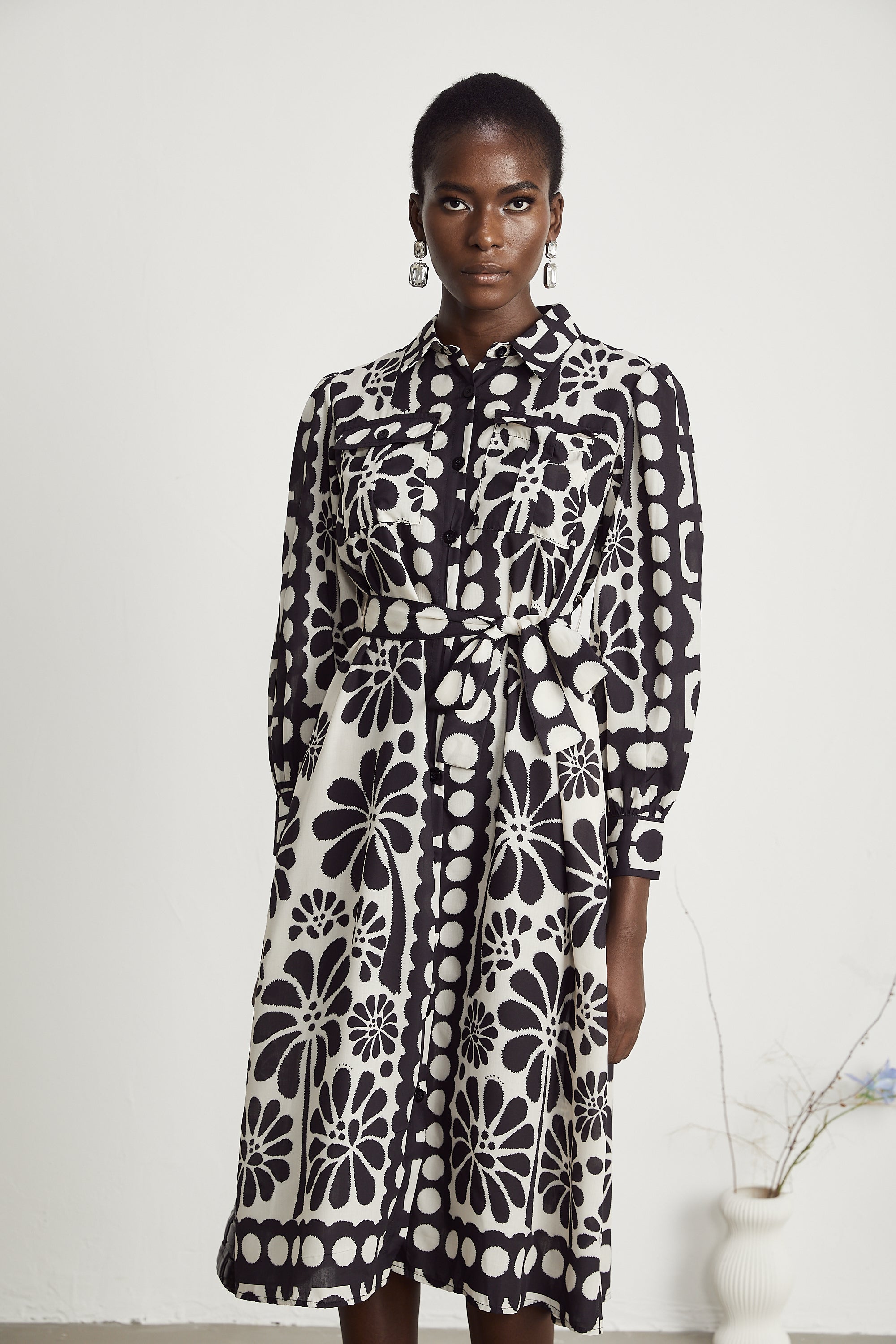 Corsica graphic-print belted midi dress