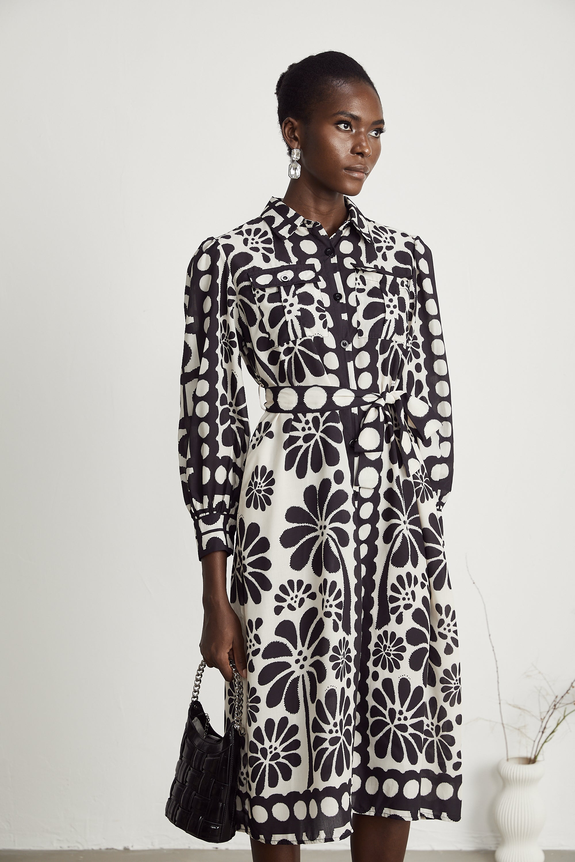 Corsica graphic-print belted midi dress