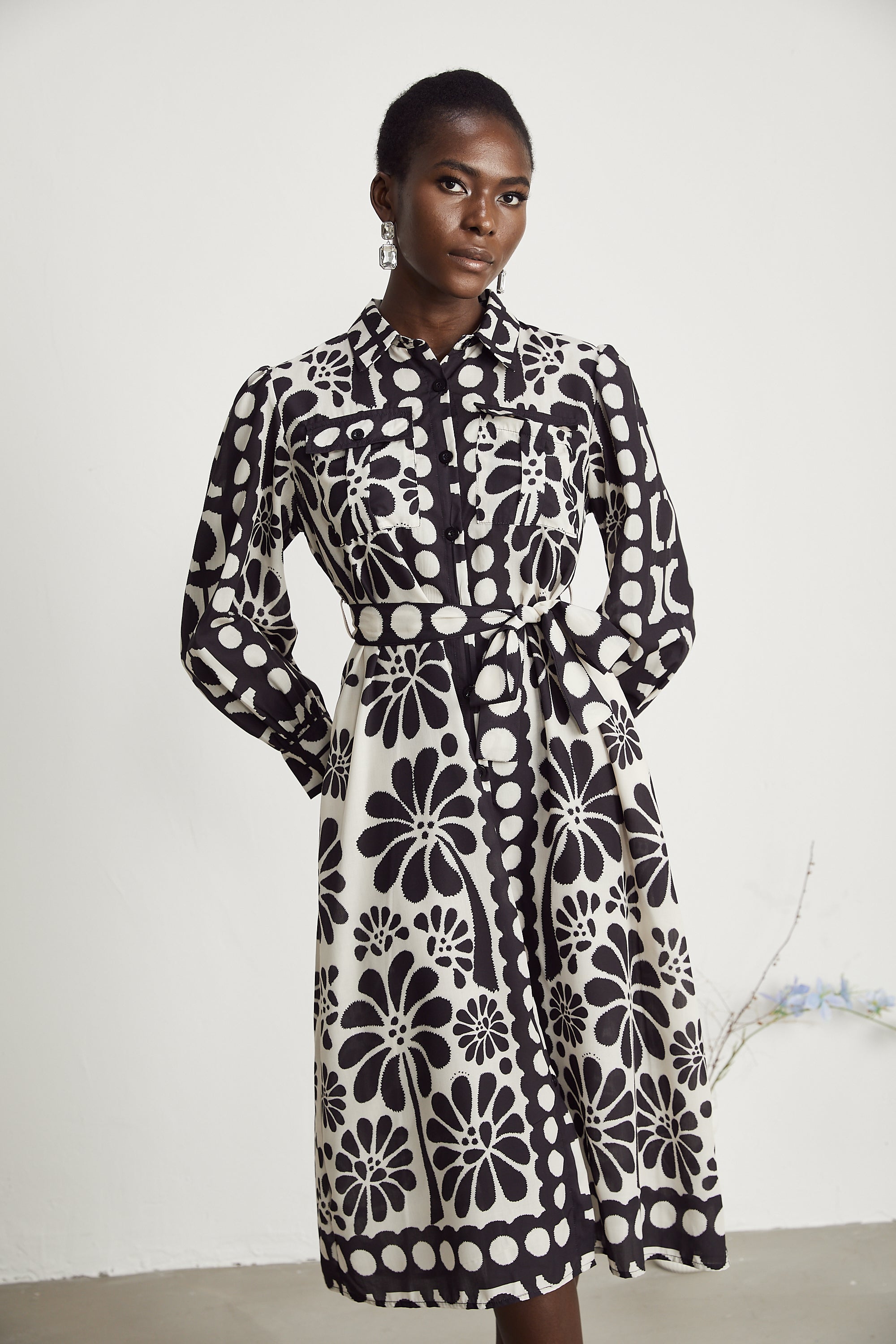 Corsica graphic-print belted midi dress