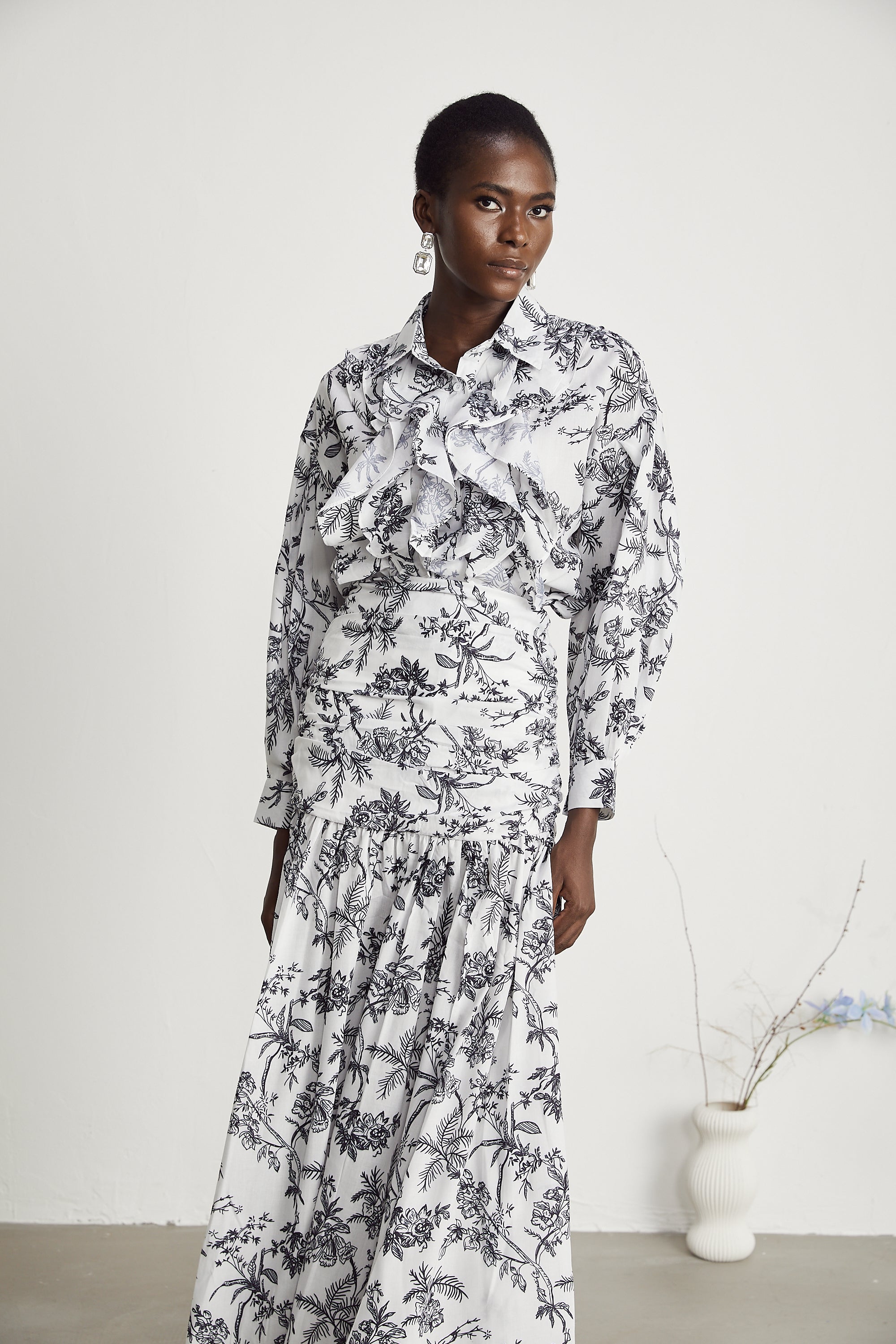 Kelly graphic-print shirt & skirt matching set