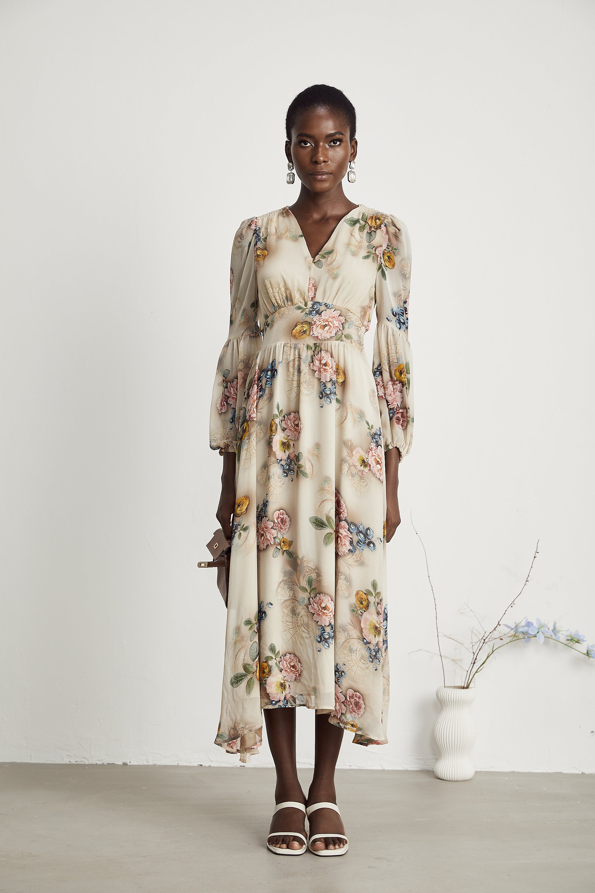 Moren floral-print midi dress