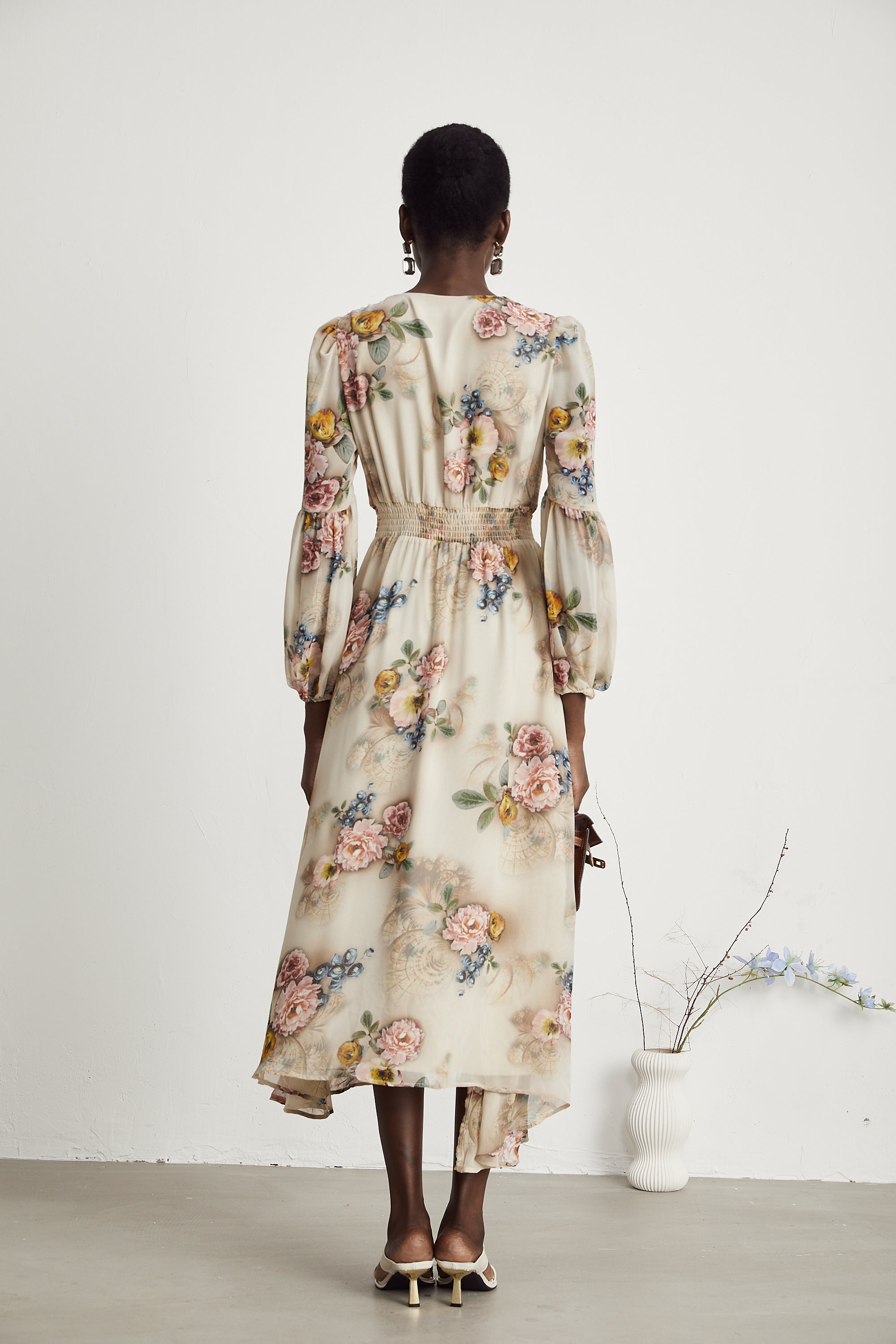 Moren floral-print midi dress