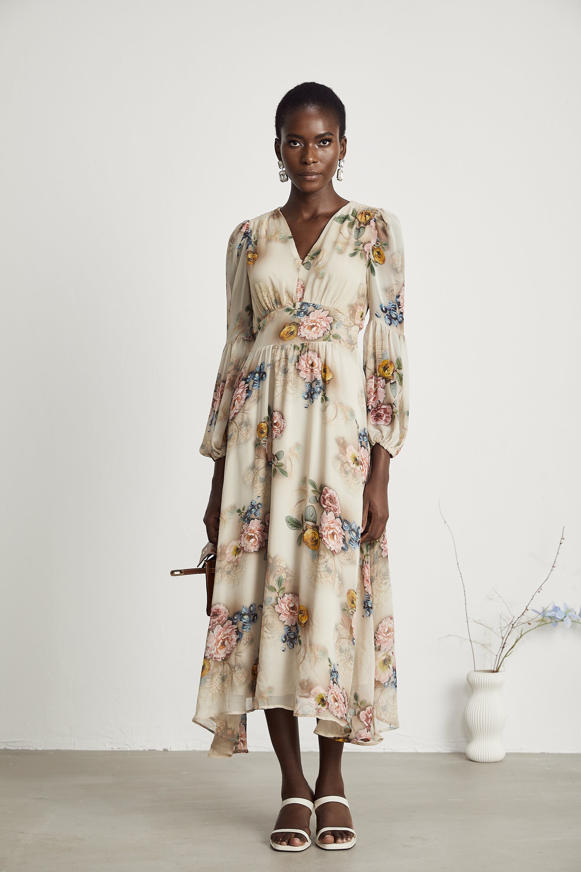 Moren floral-print midi dress