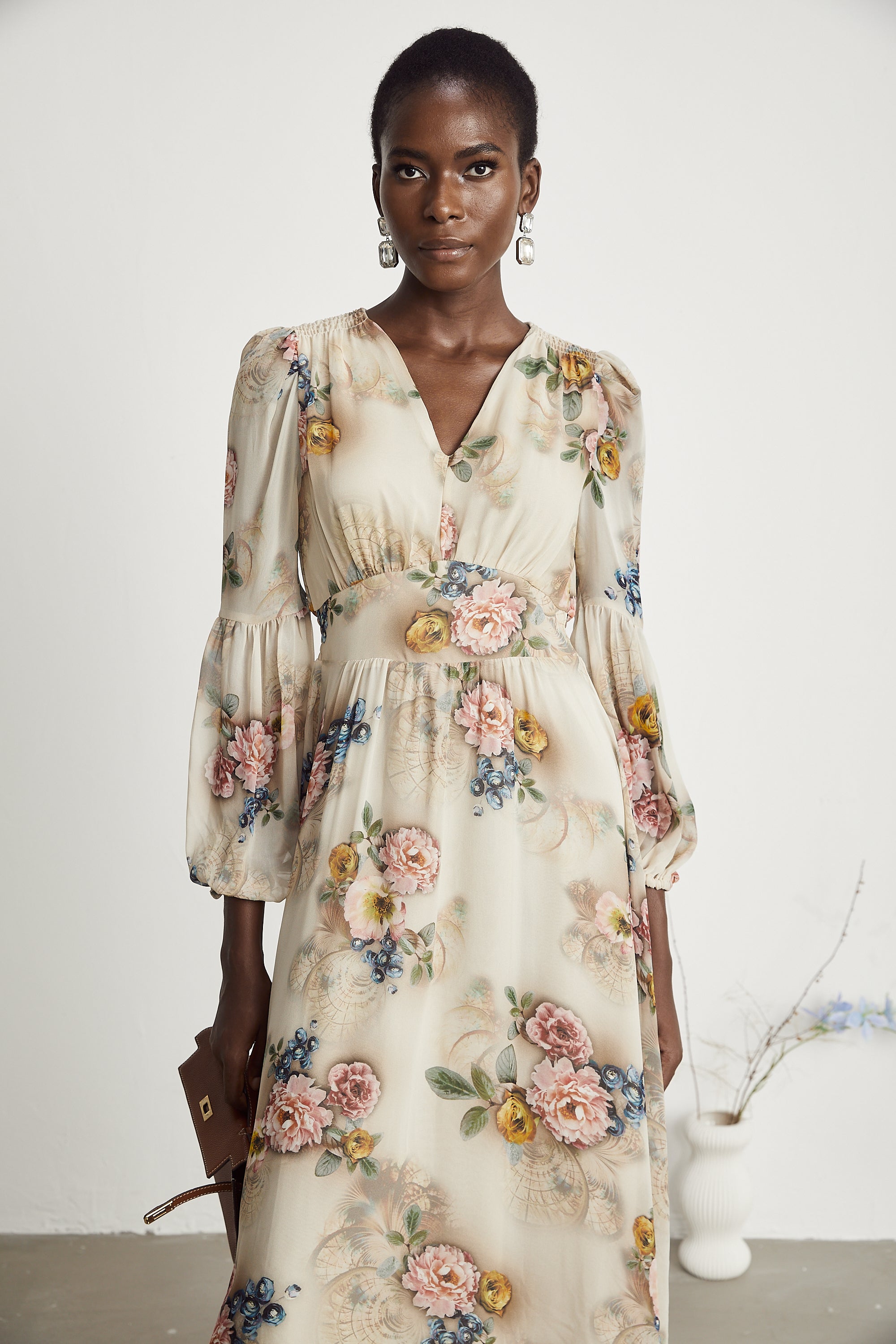 Moren floral-print midi dress