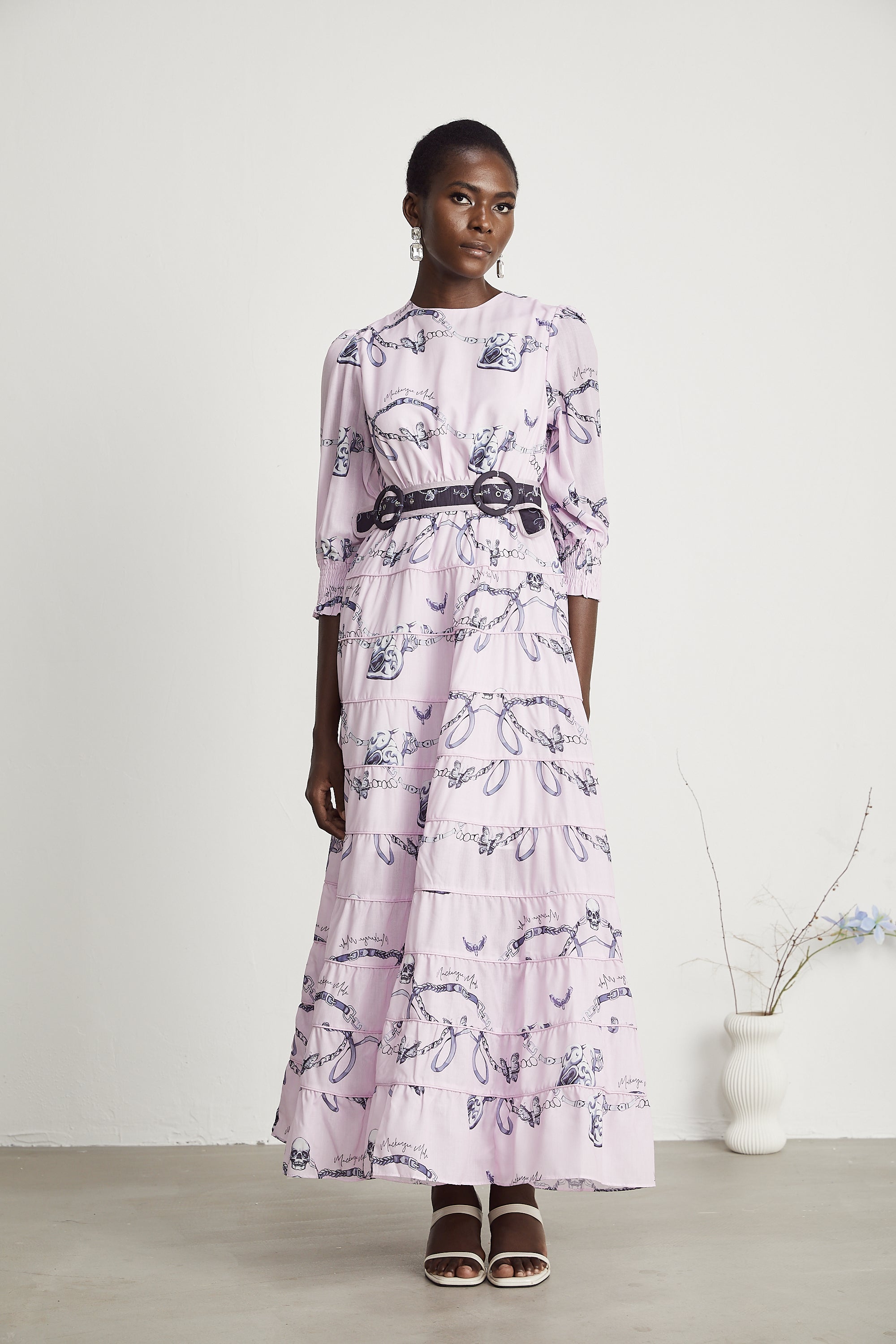 Vittoria graphic-print belted midi dress